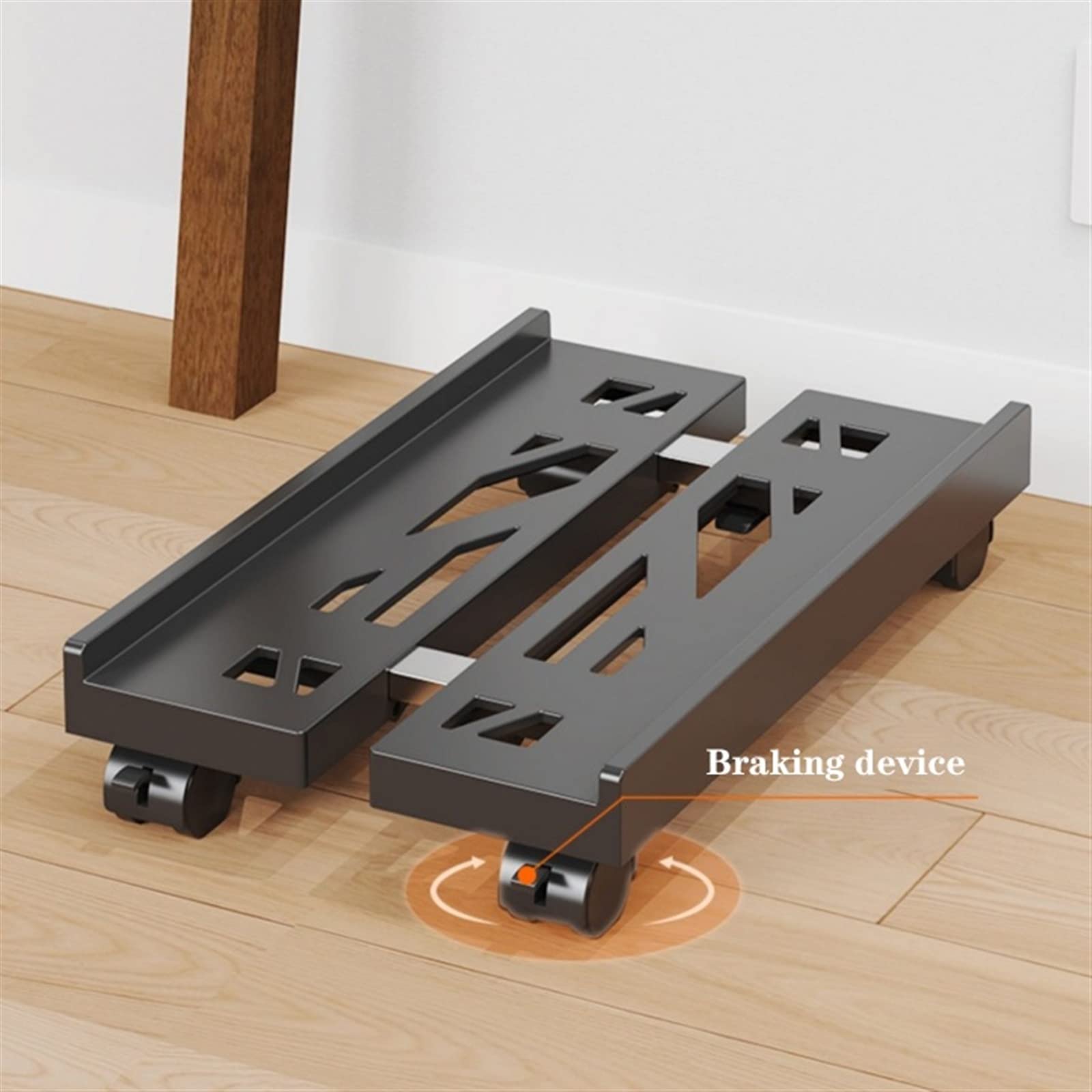 Adjustable Metal CPU Stand with Rolling Wheels - Expandable Desktop PC Tower Holder for Home & Office - Secure Mobile Computer Case Cart with Caster Wheels for Easy Relocation