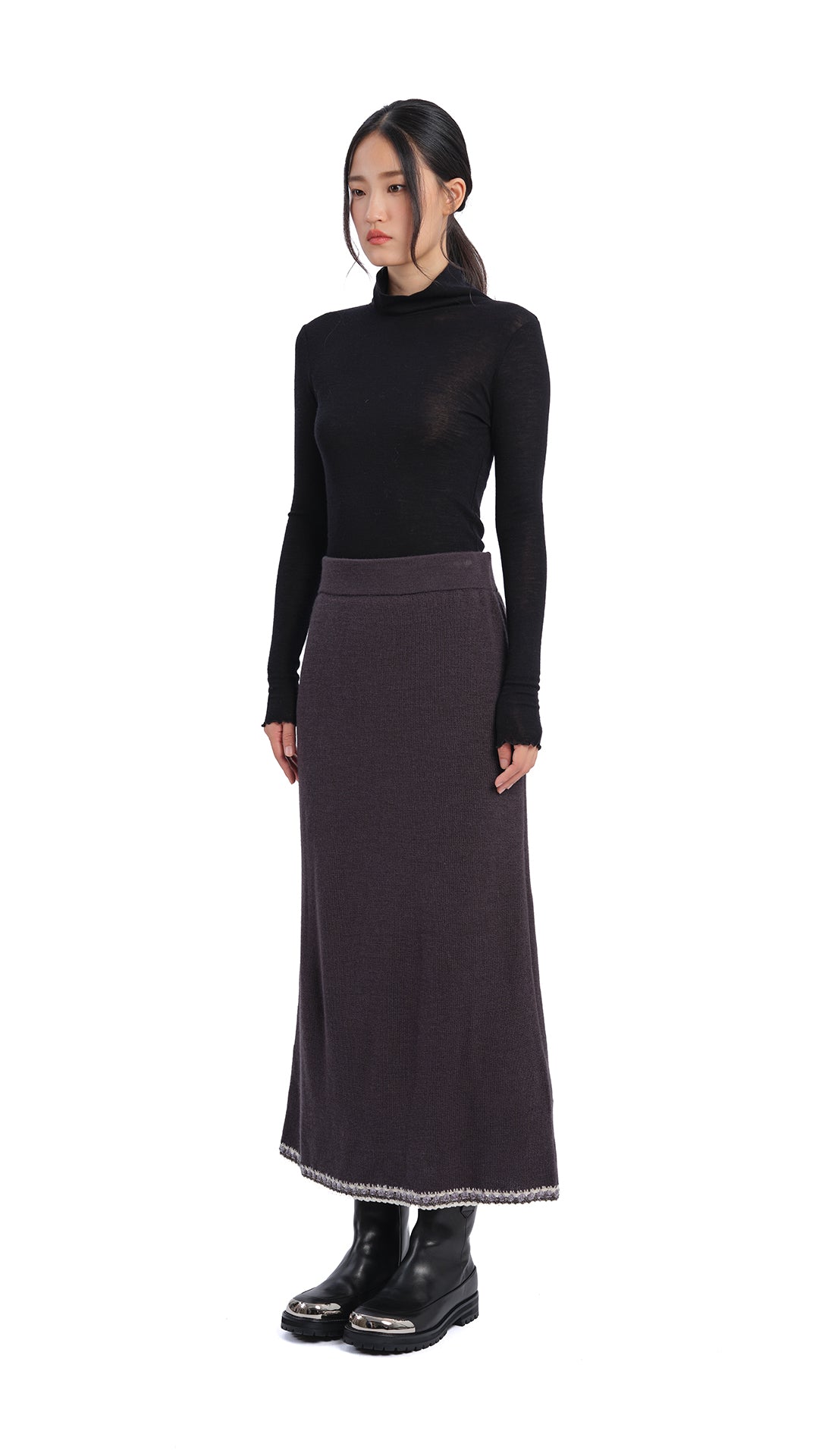 Women's Mock Neck Wool Tight Top - Soft & Warm Winter Layering Piece for Casual Outfits & Office Wear