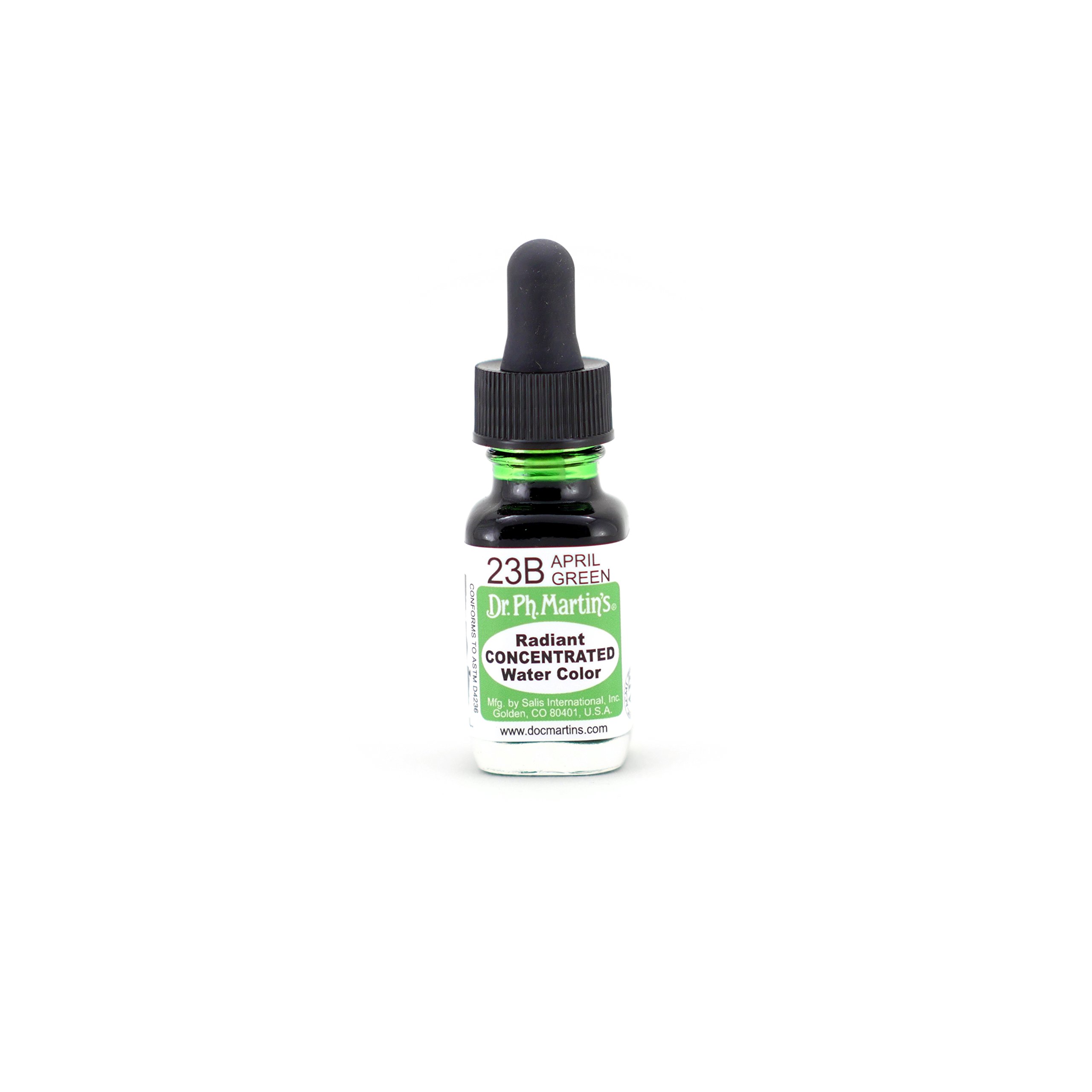 Dr. Ph. Martin's Radiant Concentrated Watercolor Paint - 0.5 oz April Green (23B) - Professional Artist Grade for Watercolor Painting, Calligraphy & Illustration - Perfect for Sketchbooks, Journals & DIY Crafts