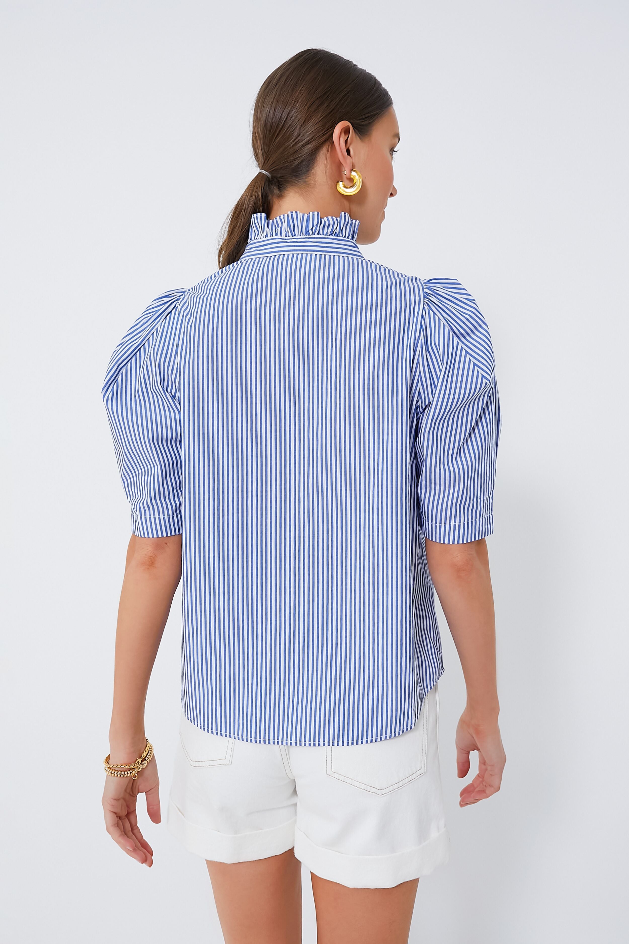 Blue Striped Alicia Blouse - Women's Fashion Tops for Casual & Office Wear | Trendy Button Down Shirt for Everyday Style