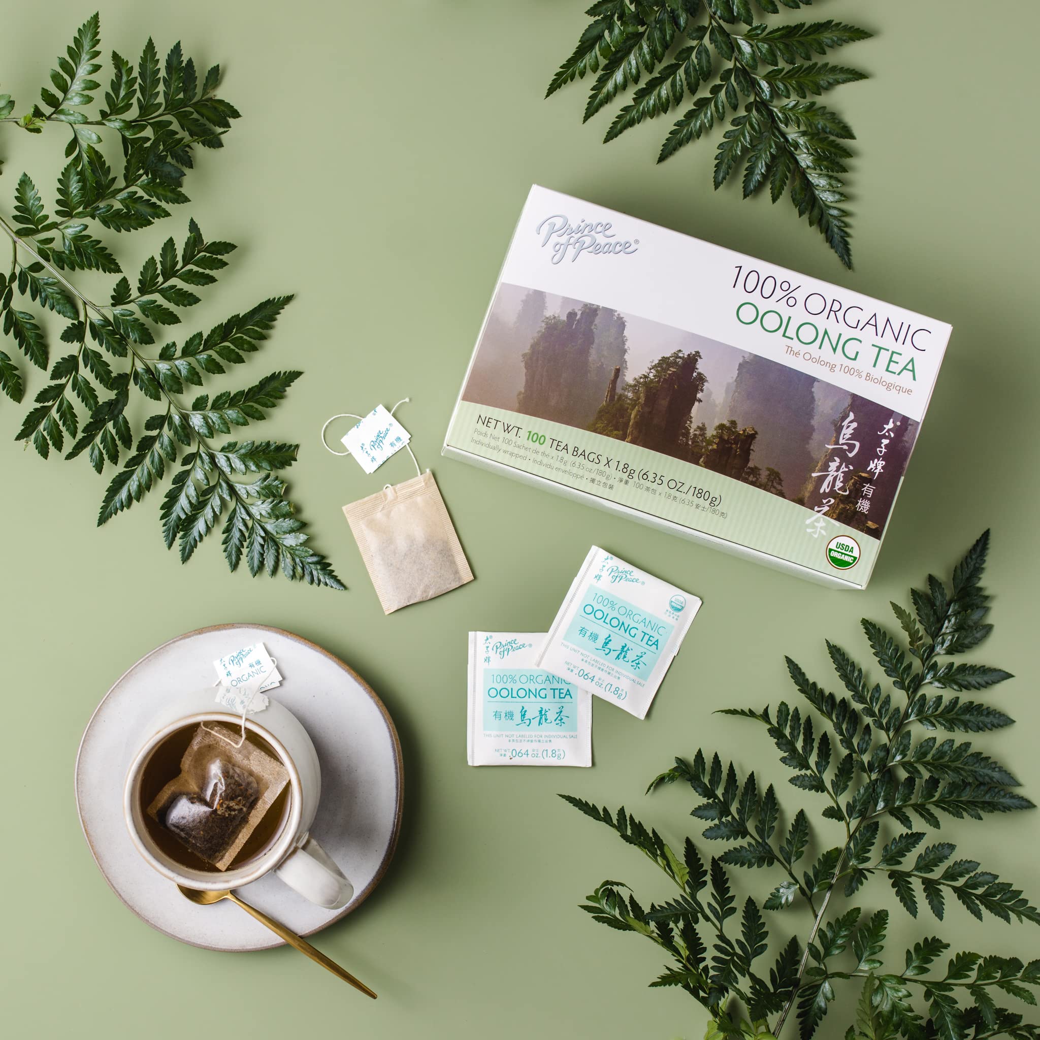 Prince of Peace Organic Oolong Tea, 4 Pack - 100 Tea Bags Each | 100% Organic Unsweetened Black Tea | Low Caffeine Herbal Tea Alternative to Coffee | Antioxidant Rich for Energy & Relaxation | Perfect for Morning Boost or Evening Unwind