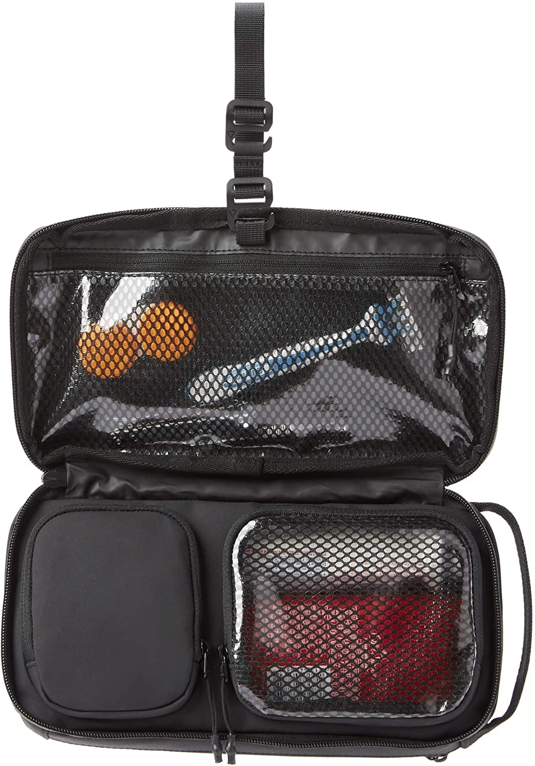 NOMATIC Travel Toiletry Bag - Small V2 (Black) - Compact & Water-Resistant Wash Bag for Toiletries & Makeup - Perfect for Air Travel, Camping, and Gym Essentials
