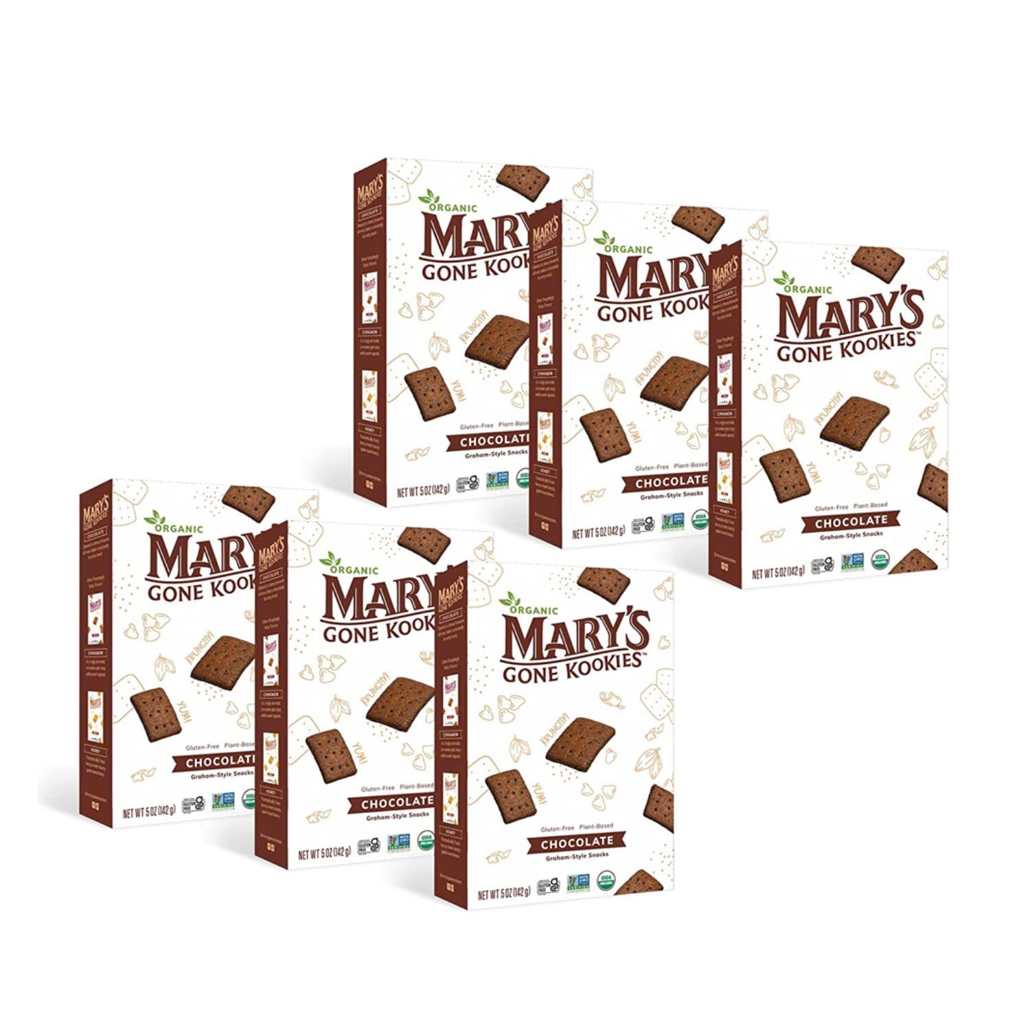 Organic Gluten-Free Vegan Chocolate Graham-Style Snacks by Mary's Gone Kookies - 5 Ounce (Pack of 6) | Healthy School Lunch, Office Snack & On-the-Go Treat