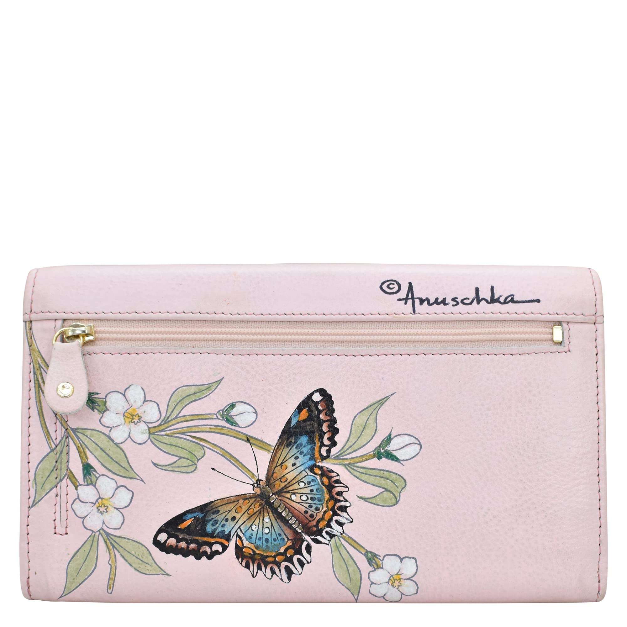 Anuschka Women's Hand-Painted Genuine Leather RFID Blocking Accordion Flap Wallet - Stylish & Secure for Travel, Shopping & Everyday Use