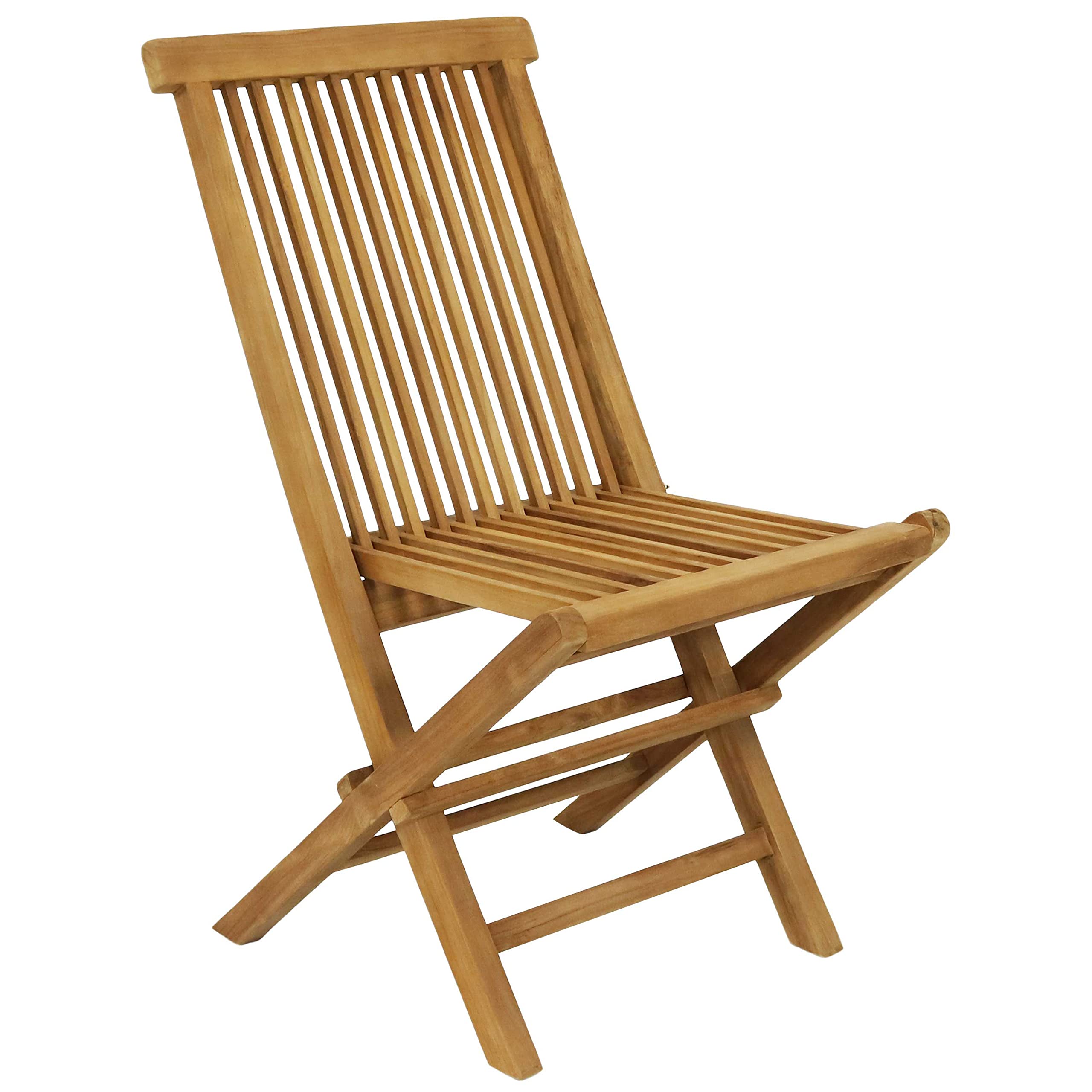 Sunnydaze Hyannis Solid Teak Outdoor Folding Dining Chairs - Light Wood Stain Finish - Set of 1 - Weather-Resistant Patio Furniture for Garden, Poolside & Backyard Dining