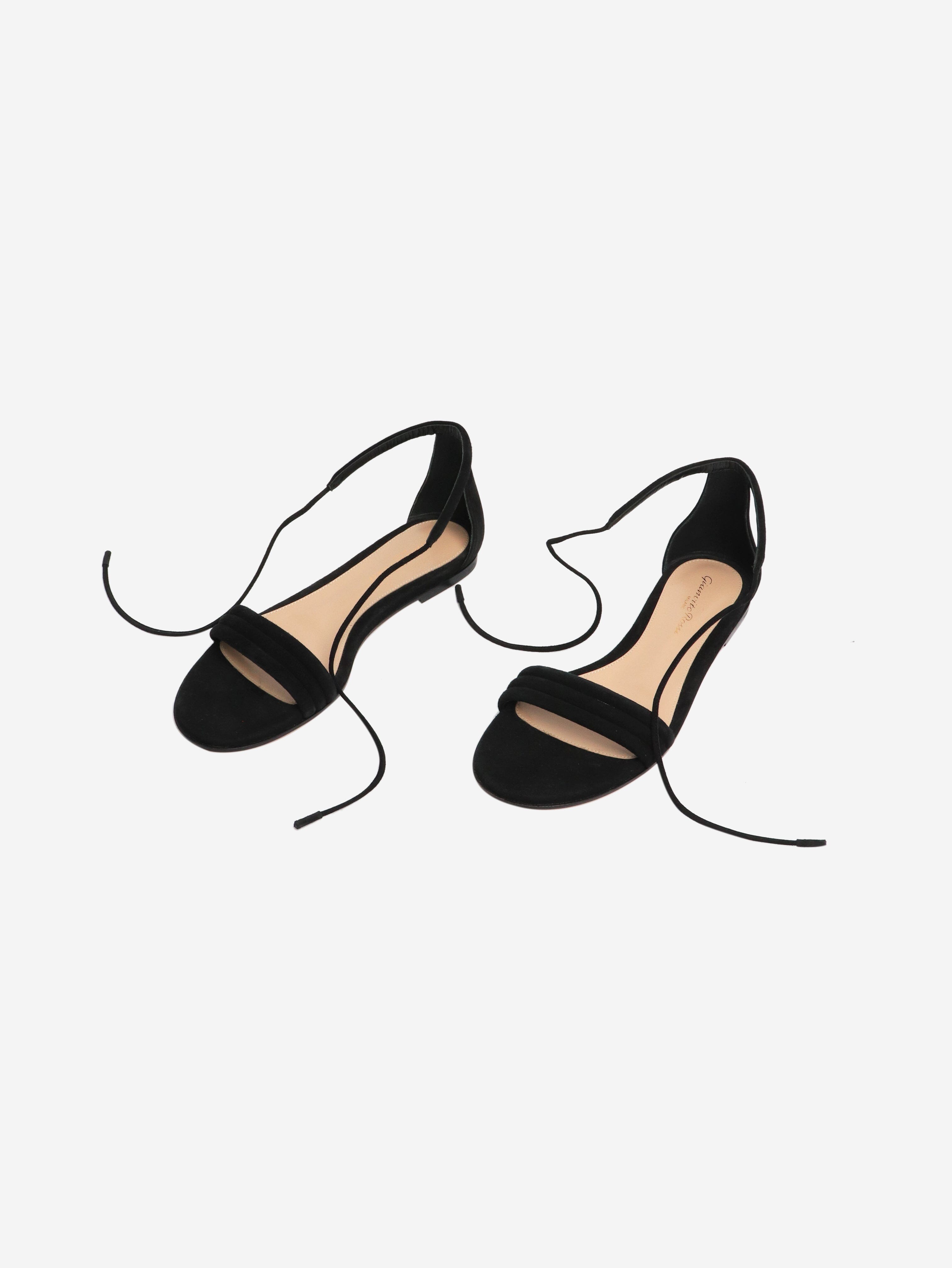 Black Suede Flat Sandals Women's Size 38 EU | Comfortable Summer Casual Shoes for Beach, Vacation & Everyday Wear