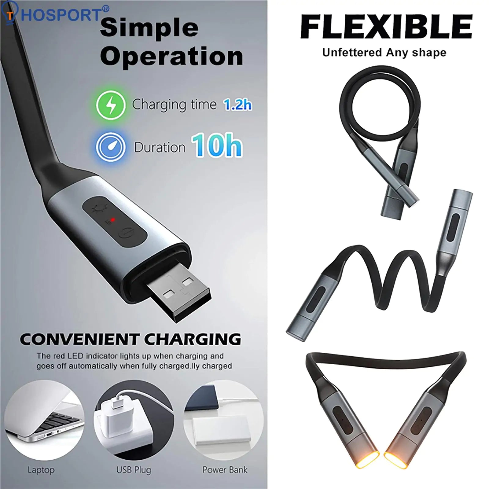 Adjustable Neck Reading Light - Hands-Free LED Book Light for Night Reading, Studying & Crafting - Perfect for Bed, Travel & Office Use
