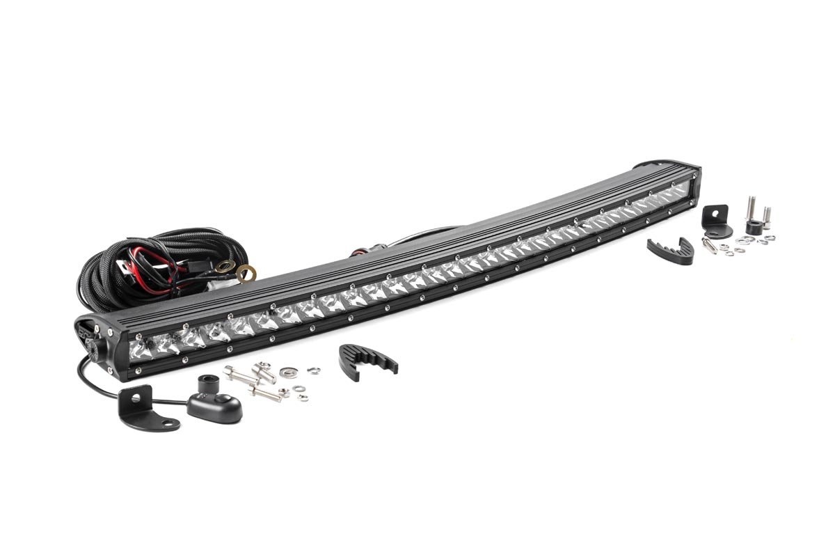 Rough Country 30-Inch Curved Chrome Series Single Row CREE LED Light Bar 72730 Black - Off-Road, Truck, Jeep, ATV Lighting for Night Driving & Adventure