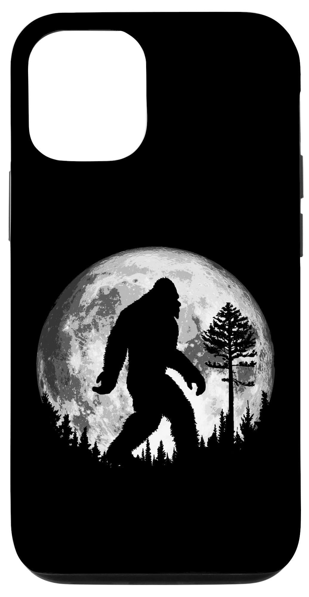 iPhone 12/12 Pro Bigfoot Night Stroll Case - Cool Full Moon & Pine Tree Sasquatch Design - Durable Protective Phone Cover for Outdoor Adventures & Nature Lovers