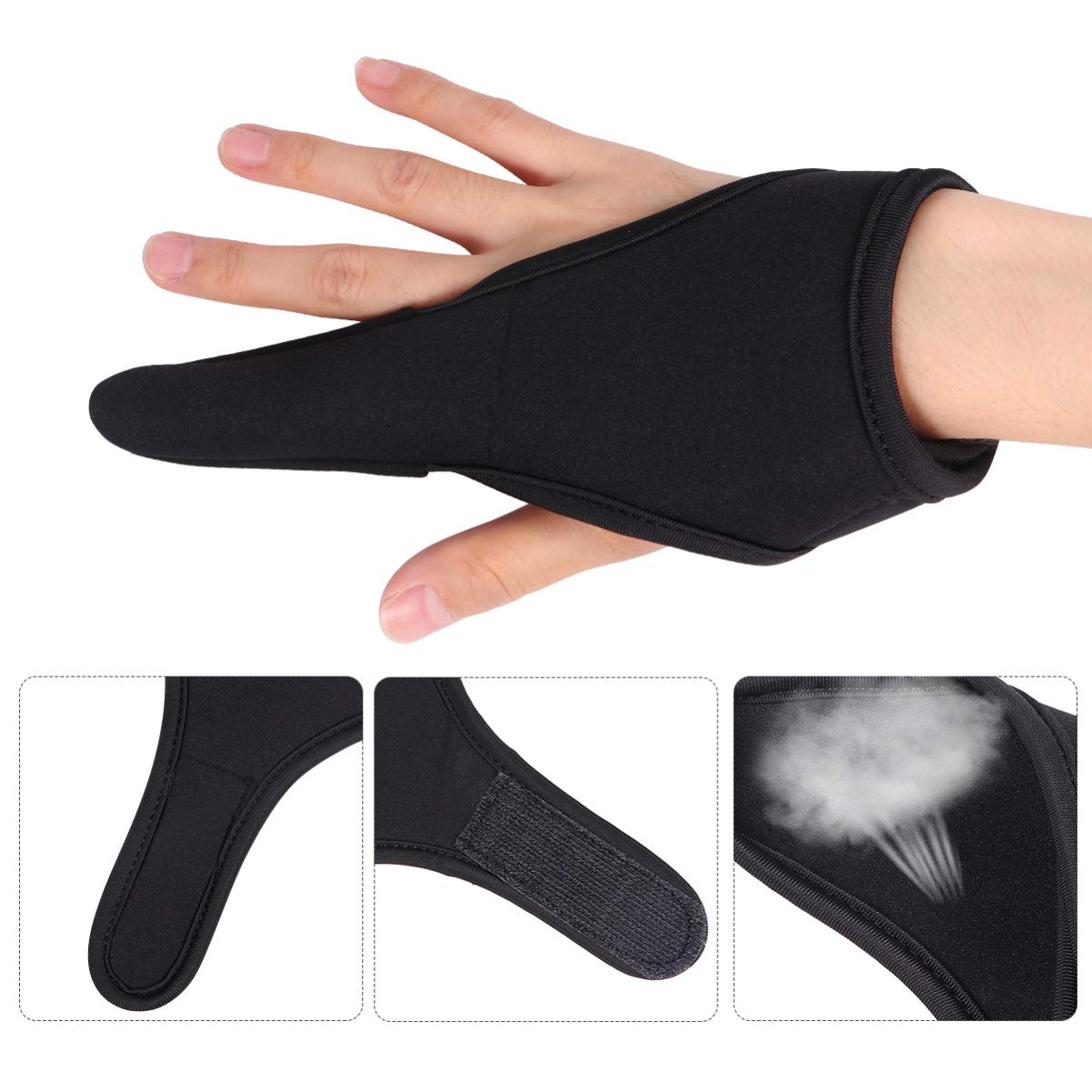 HEALLILY Fishing Gloves - Single Finger Gloves with Elastic Band for Outdoor Fishing, Finger Protector Gauntlet (Black) - Ideal for Saltwater, Freshwater & Ice Fishing Adventures