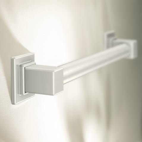 Moen 90 Degree 12-Inch Designer Grab Bar in Brushed Nickel - YG8812BN - Bathroom Safety Handle for Shower, Bathtub, and Toilet Accessibility