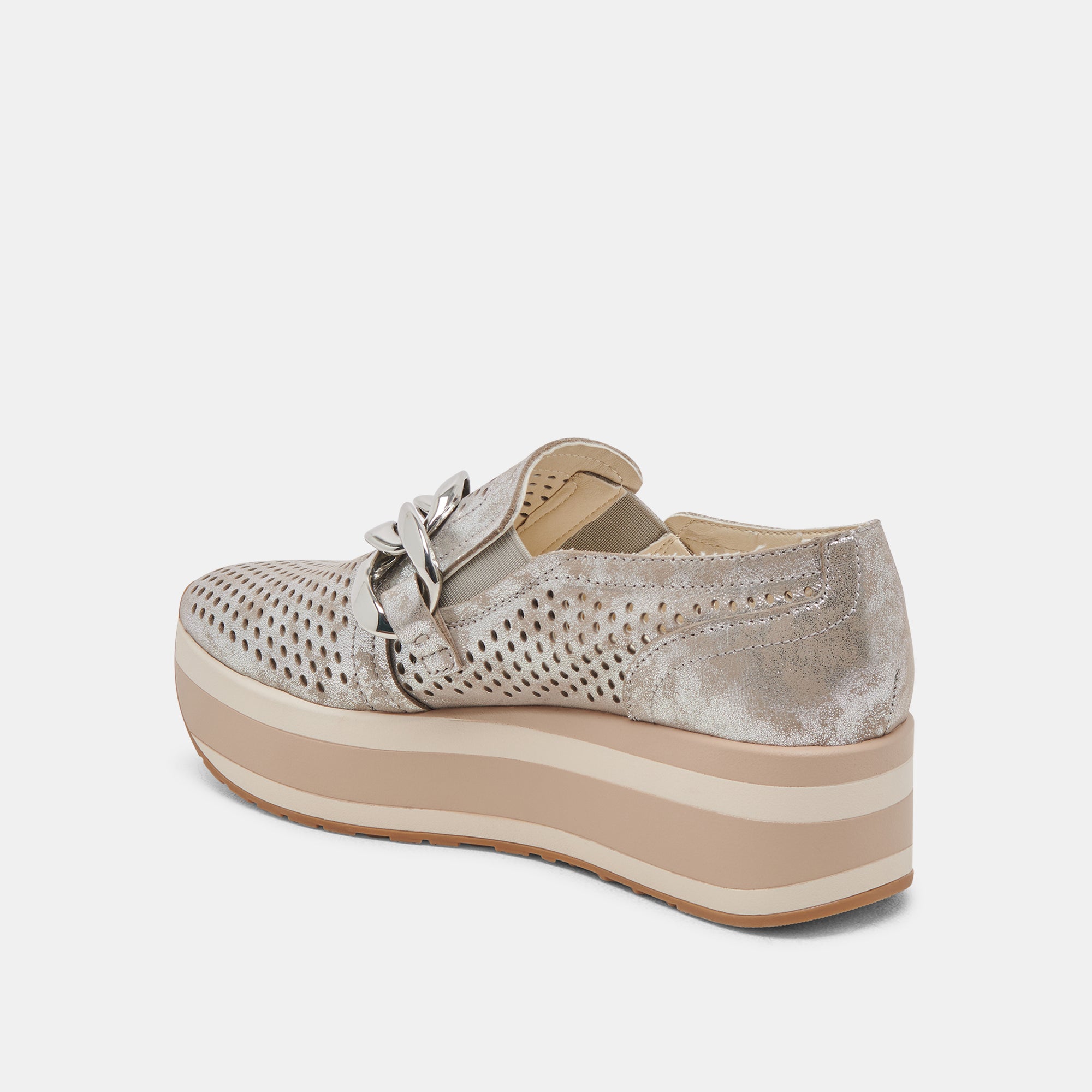 JHENEE Silver Nubuck Perforated Sneakers - Breathable Lightweight Women's Casual Shoes for Walking, Running & Everyday Wear