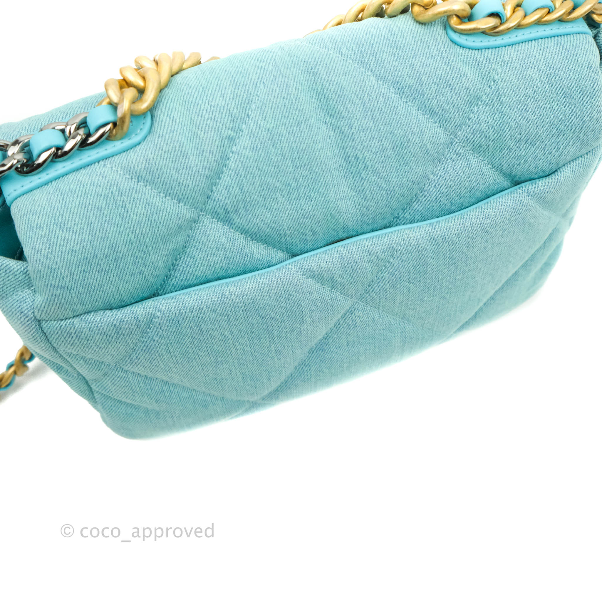 Chanel 19 Small Blue Denim Mixed Hardware Flap Bag - Luxury Designer Crossbody Purse for Women | Perfect for Date Night, Office & Special Occasions