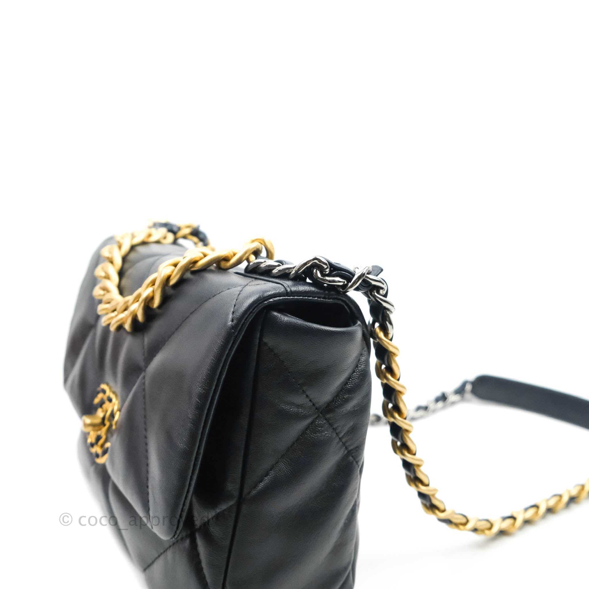Chanel 19 Small Navy Blue Leather Flap Bag with Mixed Hardware - Luxury Designer Handbag for Women, Perfect for Work, Evening Events & Travel