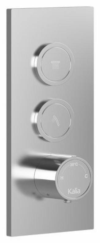 2-Way Thermostatic Valve Trim with Push Buttons - Chrome Plated (Model 106835-110 Kalia) for Shower & Bathroom Faucet Installation - Perfect for Home Renovation & Plumbing Upgrades