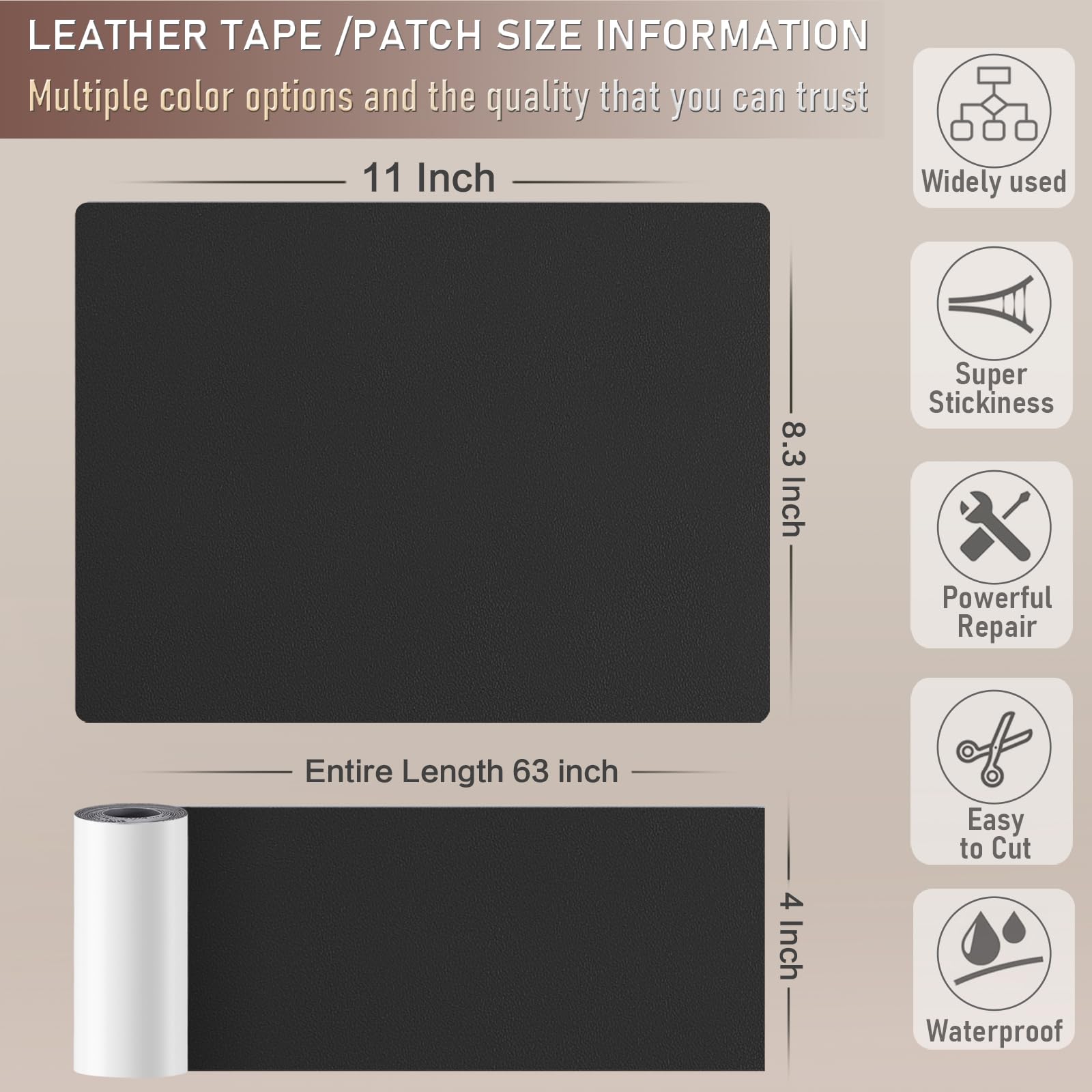 Self-Adhesive Leather Repair Patch Kit - 4