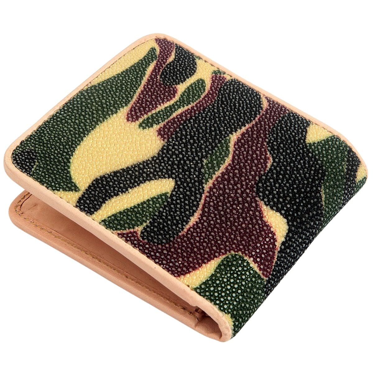 Genuine Stingray Leather Wallet for Men - Premium Camouflage Design - Durable RFID Blocking Bifold Wallet - Perfect for Outdoor, Travel & Everyday Use