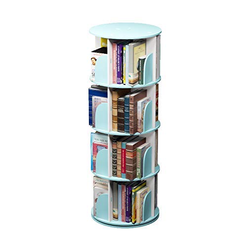 Toytexx 4-Tier 360° Rotating Stackable Bookshelf Organizer - Space Saving Storage Shelf for Bedroom, Living Room, Office (Blue) - Perfect for Organizing Books, Toys, Plants & Home Decor