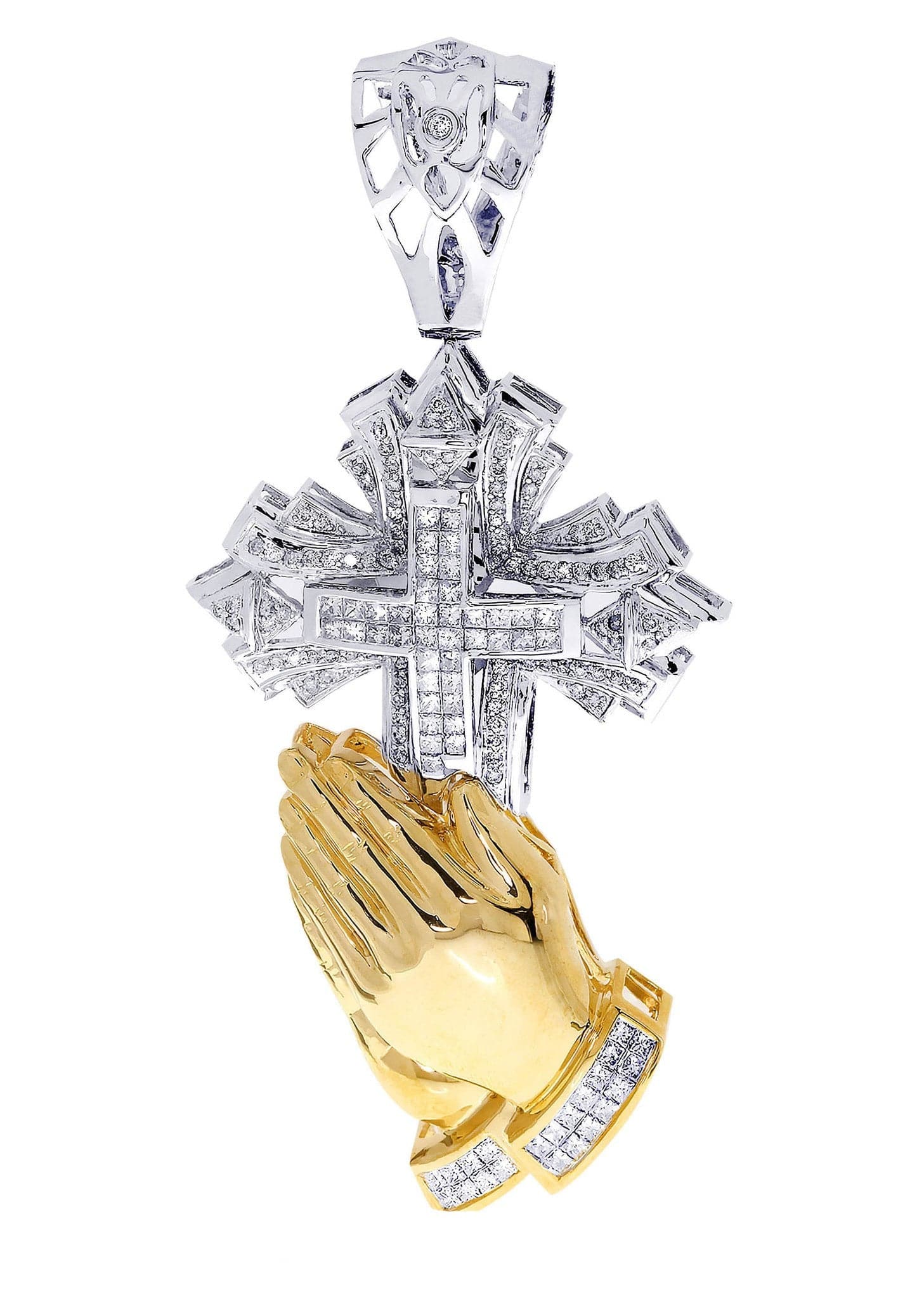 3.1 Carat Diamond Cross Pendant Necklace - 34.13 Grams Solid Gold Religious Jewelry for Women & Men - Perfect for Baptism, First Communion, Confirmation & Everyday Wear