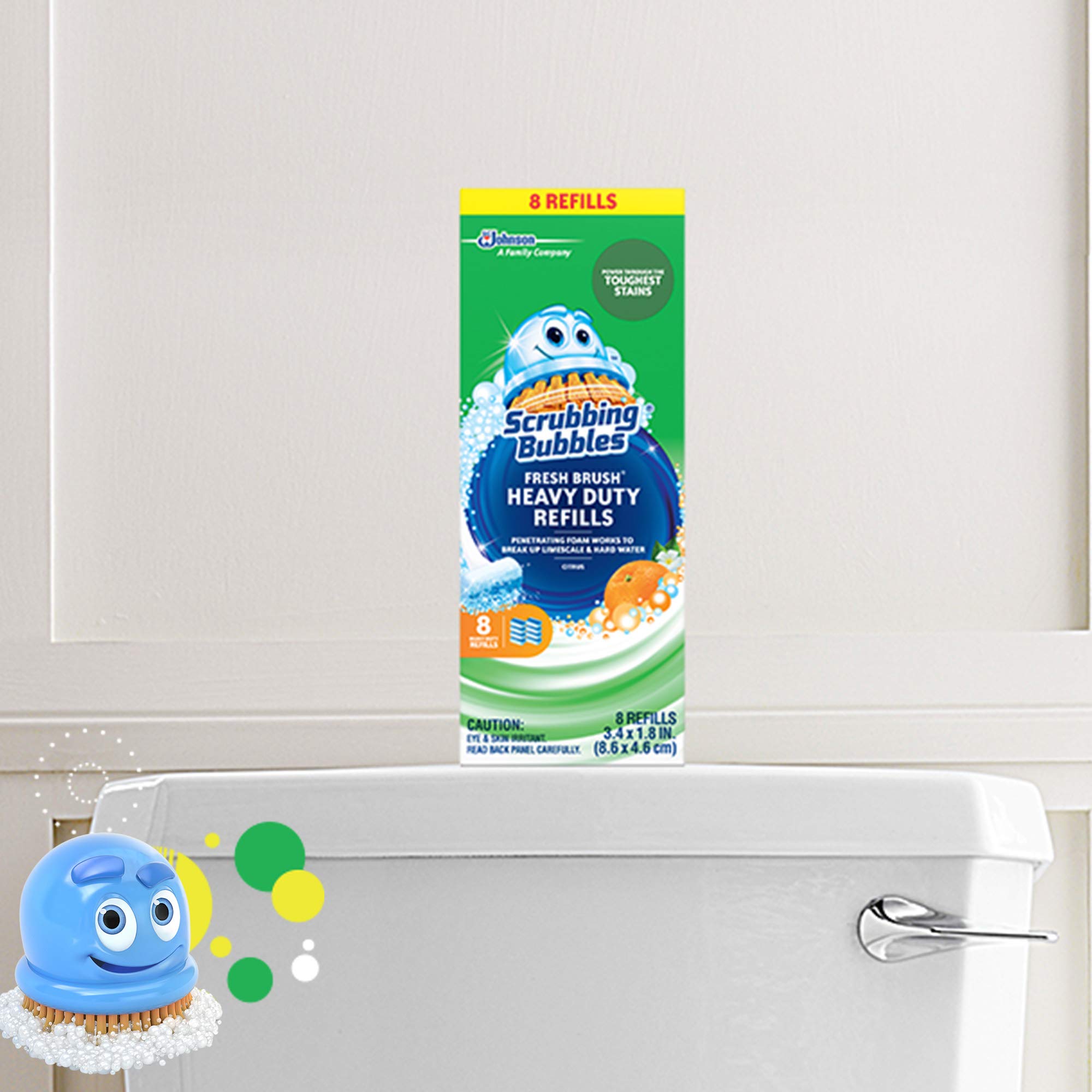 Scrubbing Bubbles Toilet Bowl Wand Cleaner Refills - Heavy Duty Fresh Brush Refill Pads for Limescale & Odor Removal, Citrus Scent, 8 Count (Pack of 1) | Ideal for Deep Cleaning Bathrooms, Eliminating Tough Stains & Freshening Toilets