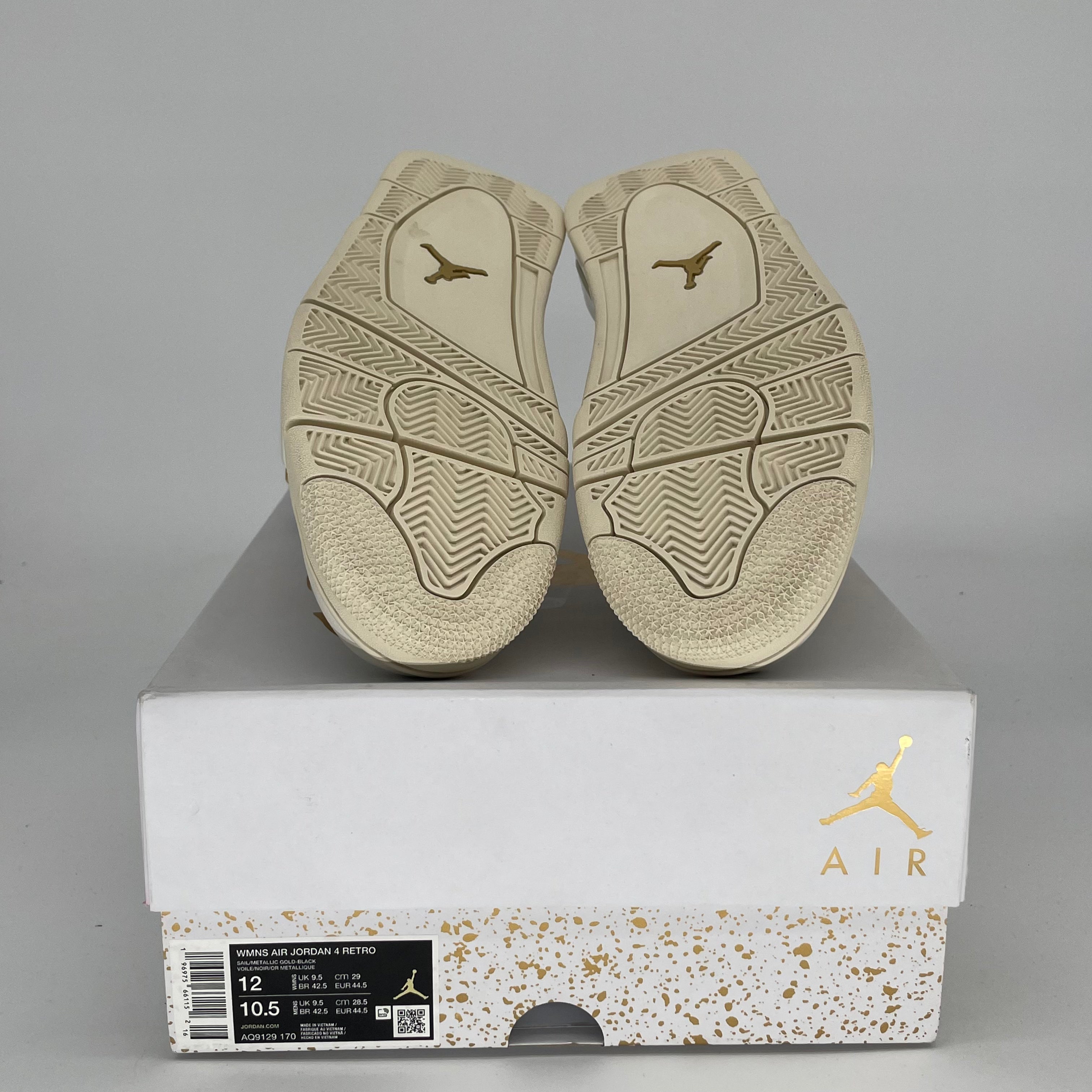 AIR JORDAN 4 METALLIC GOLD Womens Sneakers Size 10.5/12W (AQ9129-170) - Retro Basketball Shoes for Women, Fashion Streetwear & Gym Workout