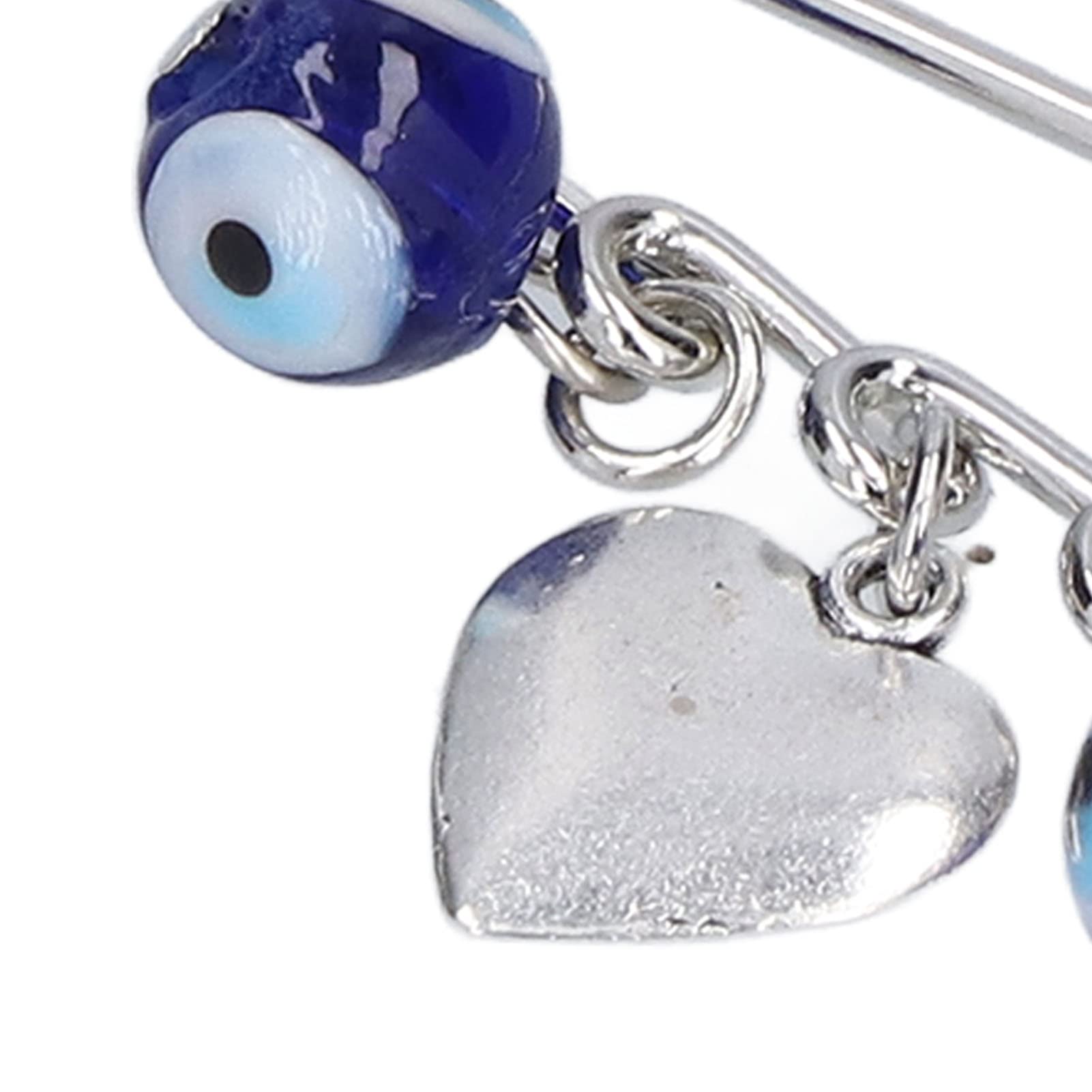 10pcs Blue Evil Eye Brooch Pins - Silver Heart Safety Pins for Women's Clothing & Dresses