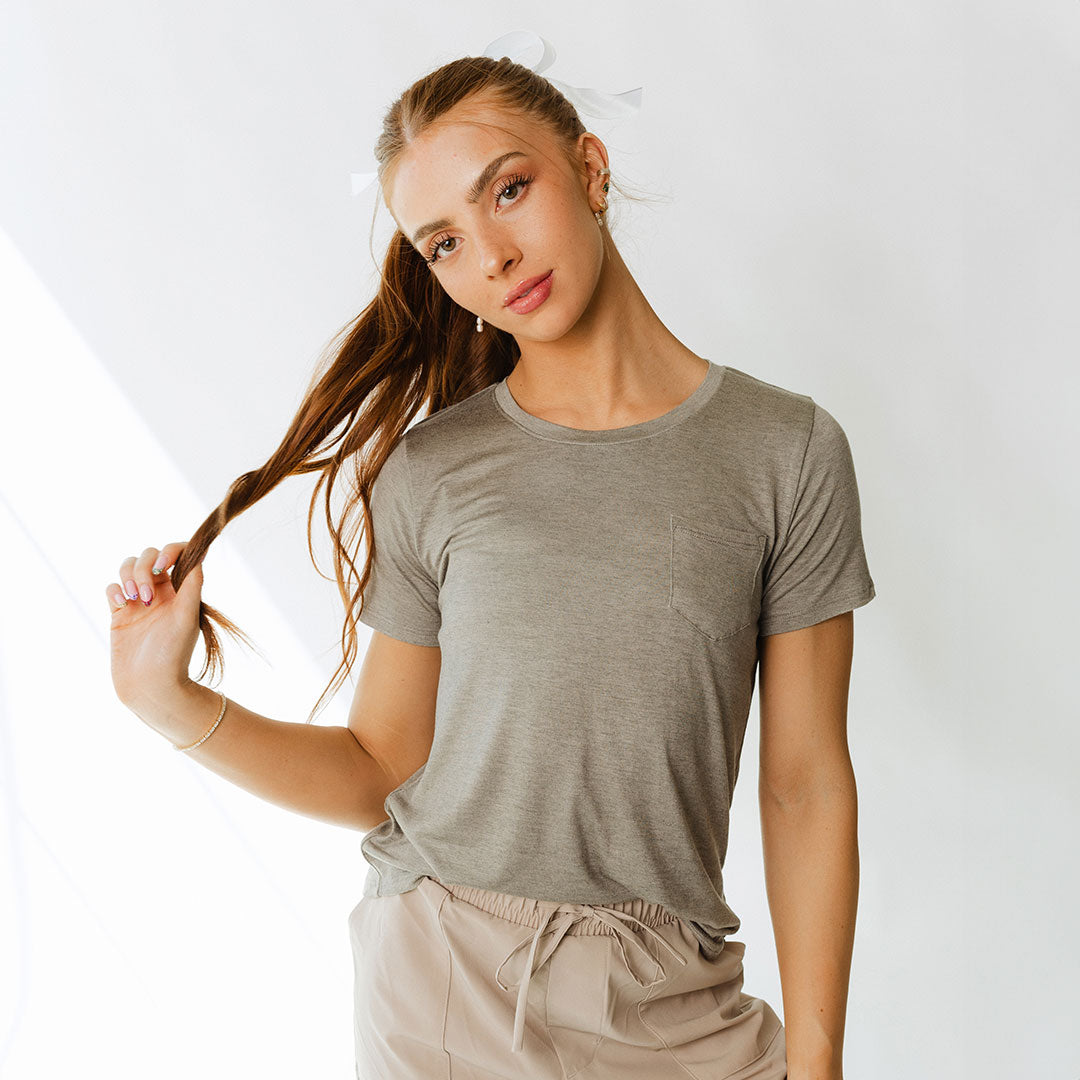 Premium Stone Chambray Basic Tee - Soft Cotton Crewneck T-Shirt for Men & Women | Casual Wear, Layering & Everyday Comfort