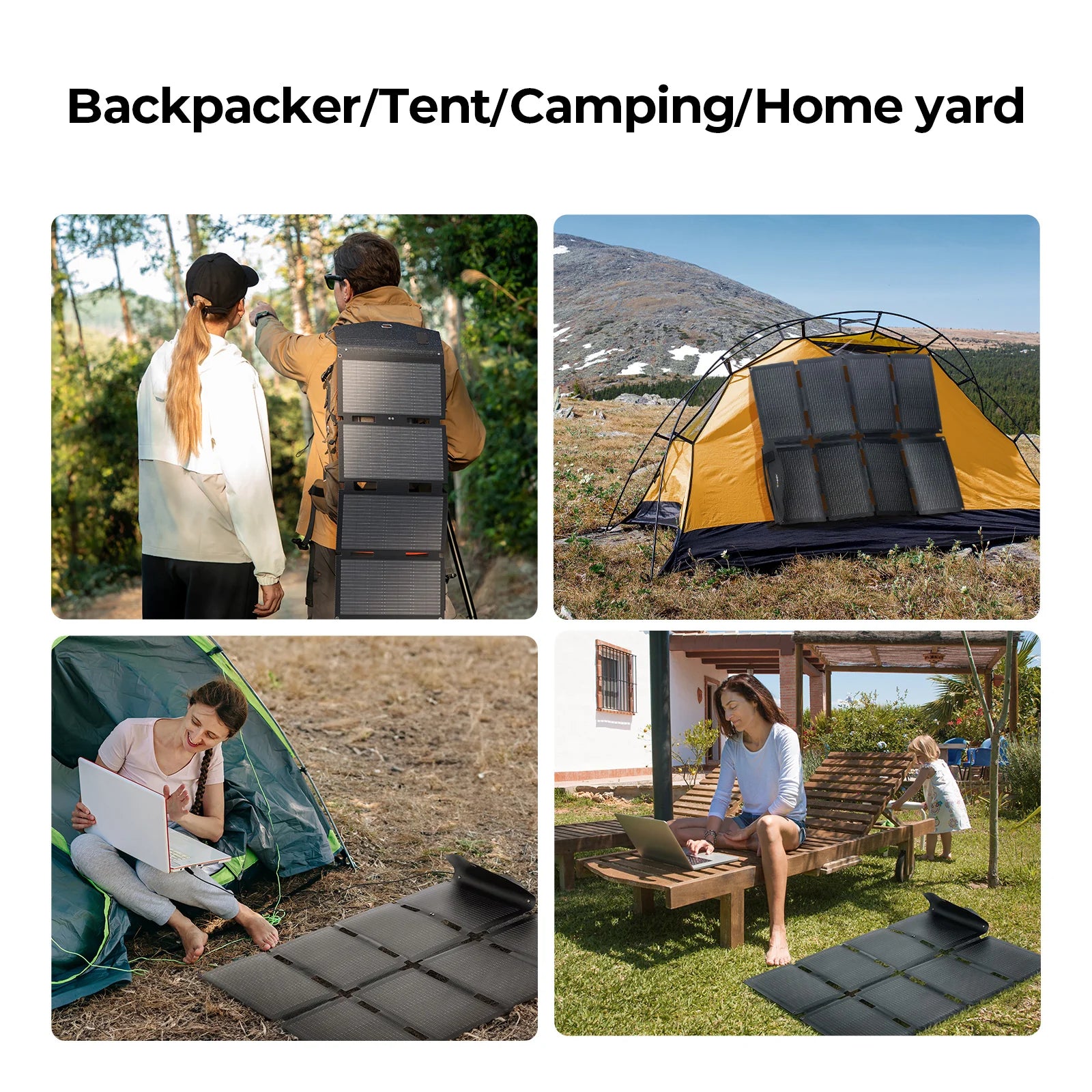 BougeRV 100W Foldable Portable Solar Panel with N-Type Cells & Camping Lantern - Perfect for RV, Camping, Hiking, and Emergency Power Supply