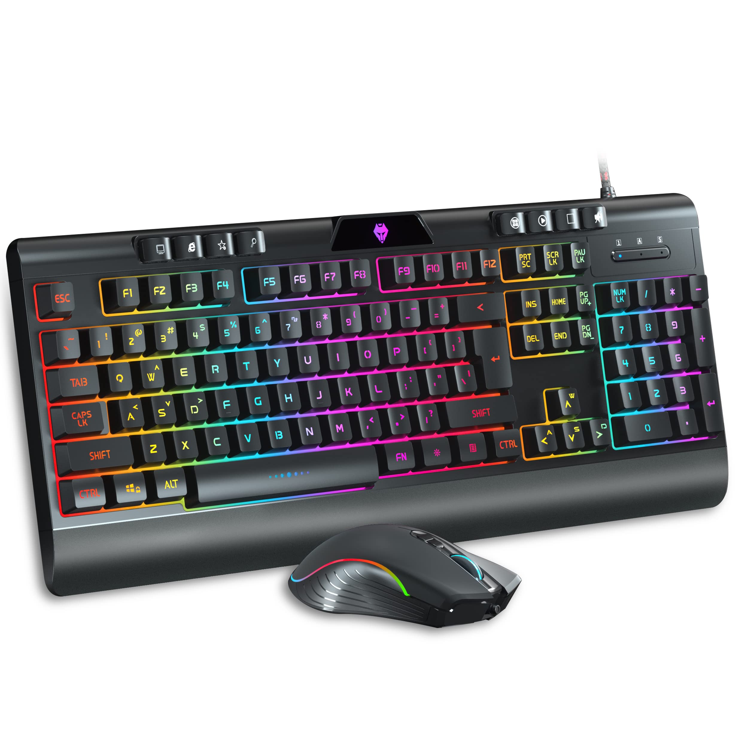 Wired Gaming Keyboard and Mouse Combo - RGB Backlit Mechanical Keyboard & 7200 DPI Gaming Mouse for PC, Computer, Laptop - Perfect for Esports, Streaming & Office Work