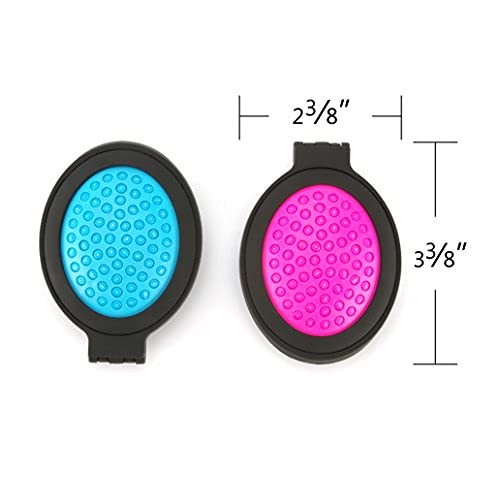 NuAngela Mini Folding Hair Brush with Mirror - Compact Travel Hairbrush for Purse, Gym & Car - Portable Pop Up Comb for Women & Men (Blue & Pink) - Perfect for On-the-Go Styling & Quick Touch-Ups