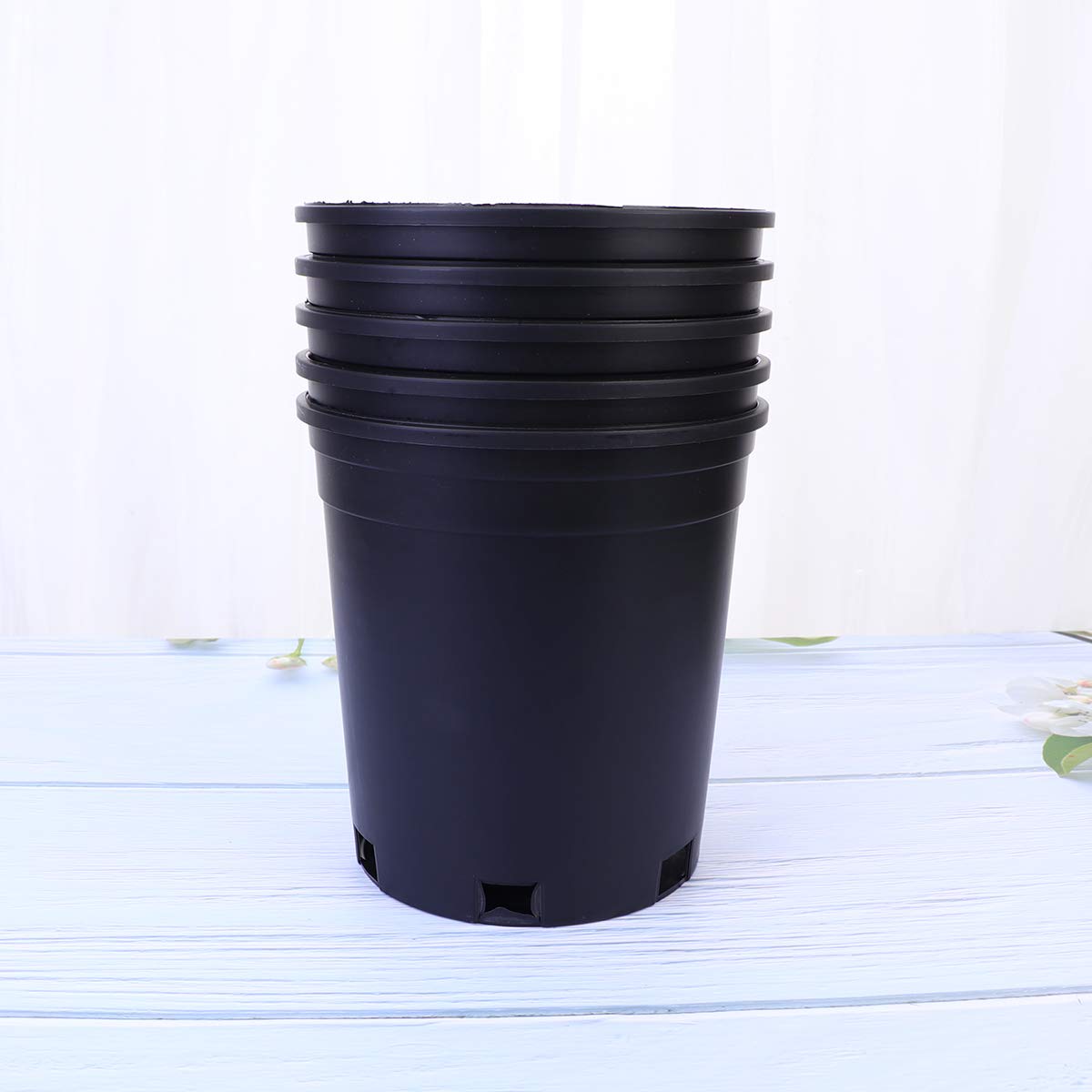 **Cabilock 5-Pack Thick Plastic Round Plant Pots - 1 Gallon Tree Growing Bucket, Balcony Garden Planters for Indoor & Outdoor Plants (Black) - Perfect for Herbs, Flowers, and Small Trees**