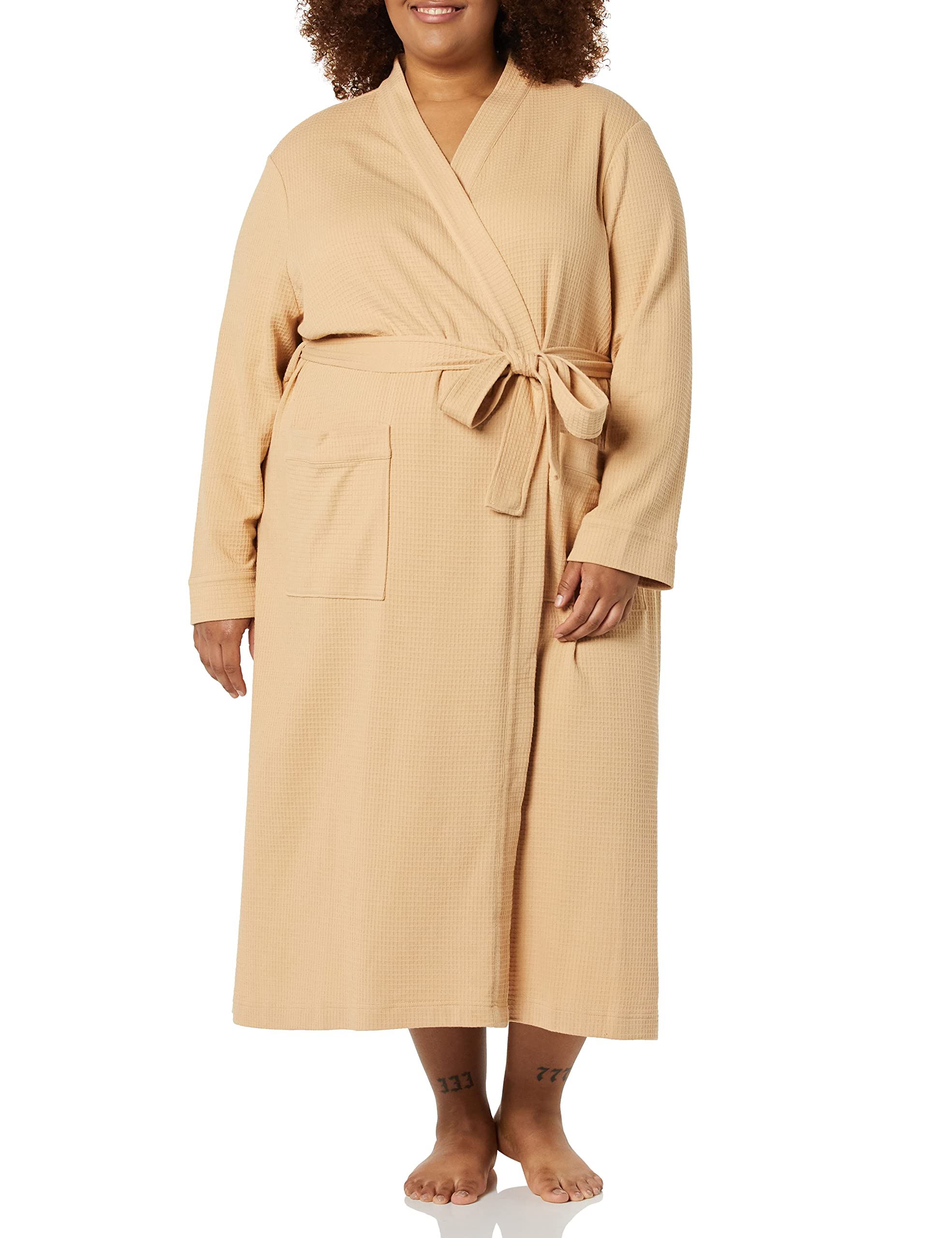 Amazon Essentials Women's Lightweight Waffle Full-Length Robe - Soft & Comfortable Bathrobe for Women (Plus Size Available) - Perfect for Spa, Lounging & Relaxation at Home