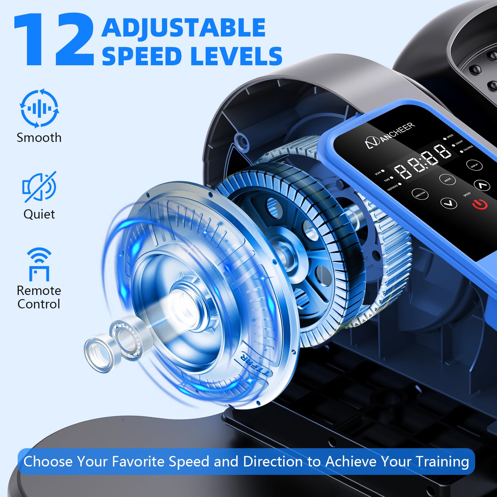 ANCHEER Under Desk Elliptical Machine - 12-Speed Adjustable Quiet Electric Pedal Exerciser for Seniors & Office Workers with Remote Control | Portable Seated Leg Workout for Home & Office Use