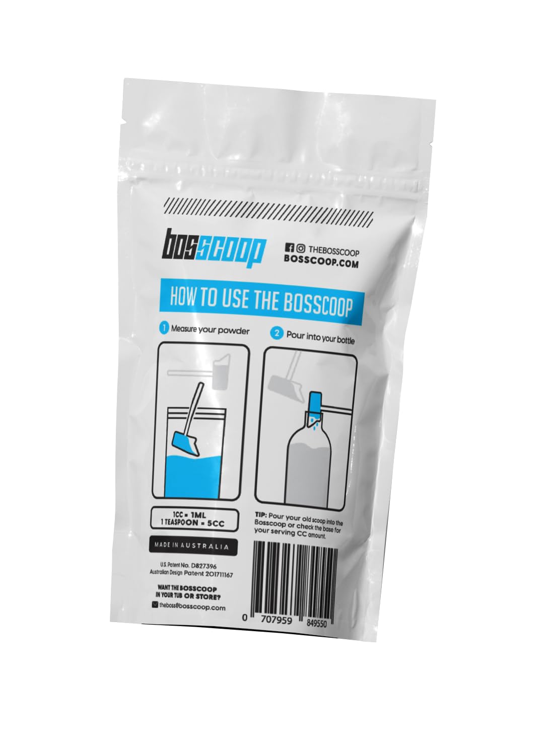 Bosscoop 5-Pack No Spill Water Bottle Scoop - BPA Free Protein Powder & Supplement Scooper for Gym, Travel & Daily Use - Perfect for Pre-Workout, Creatine & Nutrition Shakes