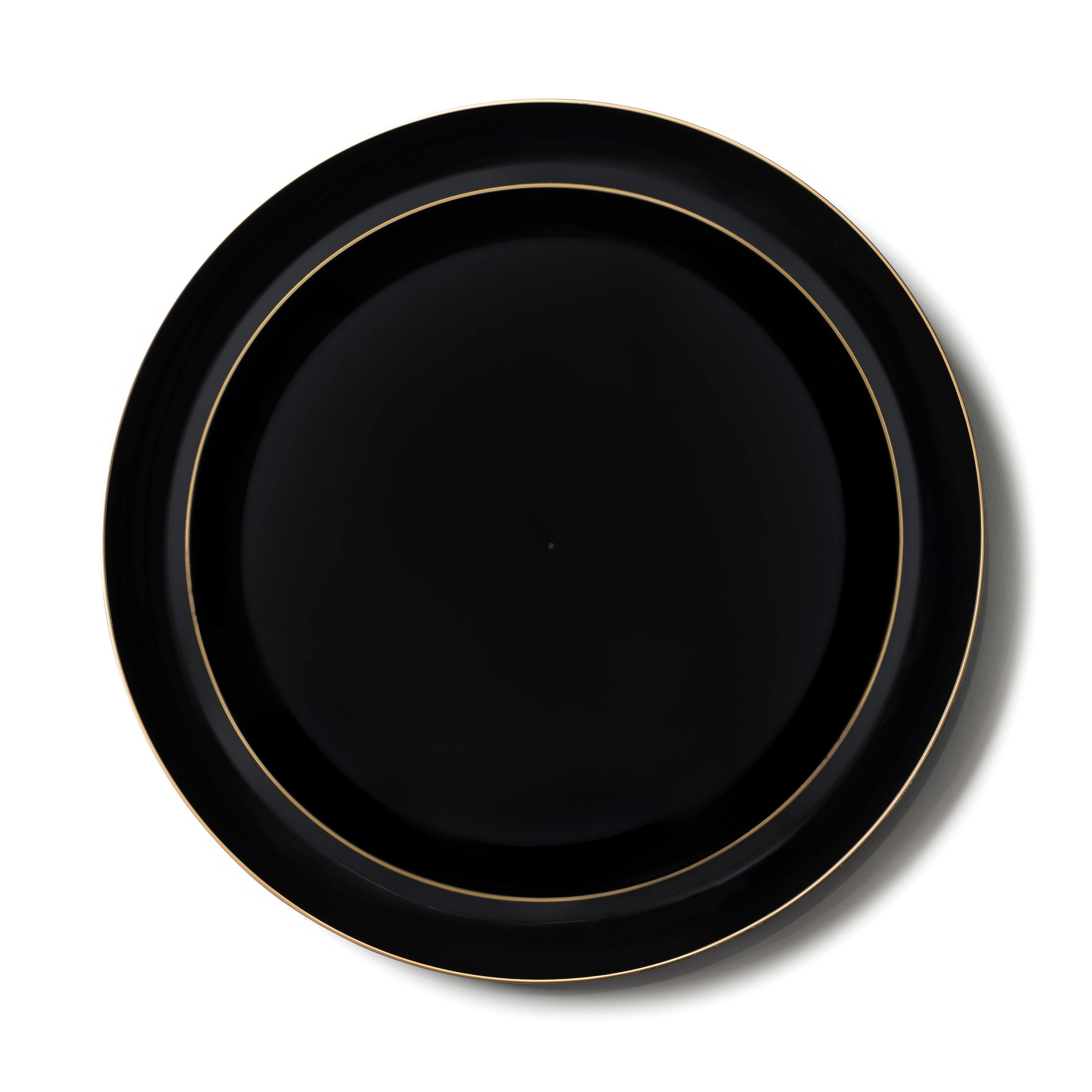 20-Piece Black and Gold Round Premium Plastic Dinnerware Set for 10 Guests - Elegant Disposable Plates, Bowls, Cups & Cutlery for Parties, Weddings, and Formal Events