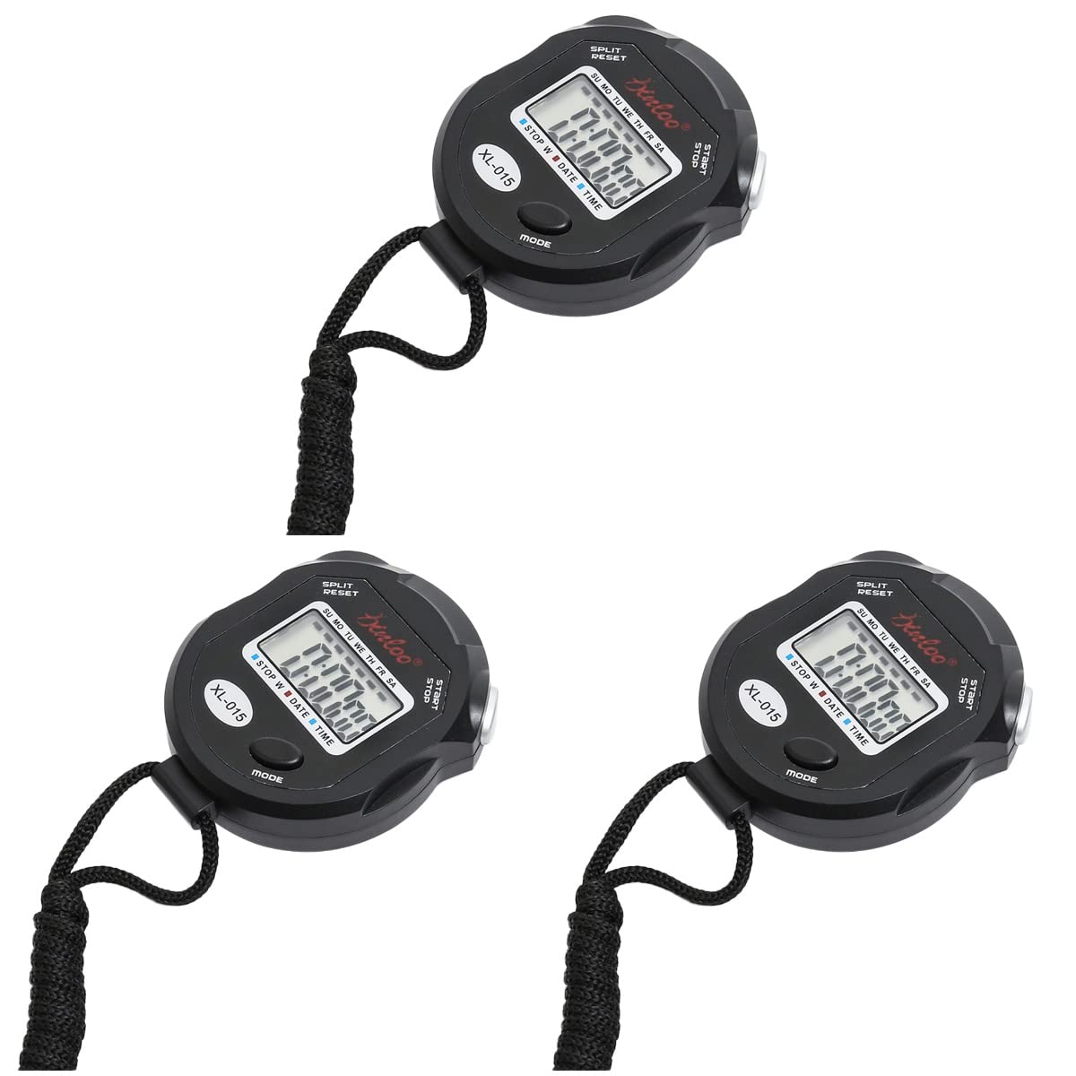 PRETYZOOM 3-Pack Digital Timer with LCD Display - Professional Stopwatch for Sports, School Games & Time Recording - Multi-Function Electronic Timer for Track Meets, Swimming, Cooking & Classroom Activities