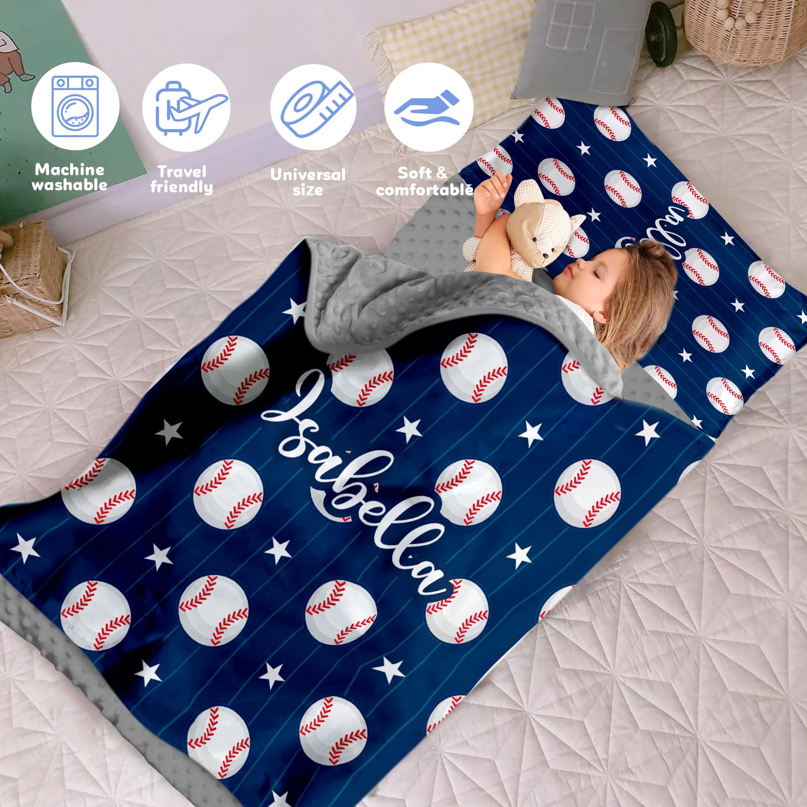 Personalized Toddler Nap Mat with Pillow & Blanket - Custom Name Daycare Sleeping Bag for Boys & Girls, Portable Preschool Kindergarten Nap Sack - Perfect for Daycare, Preschool, Travel & Sleepovers