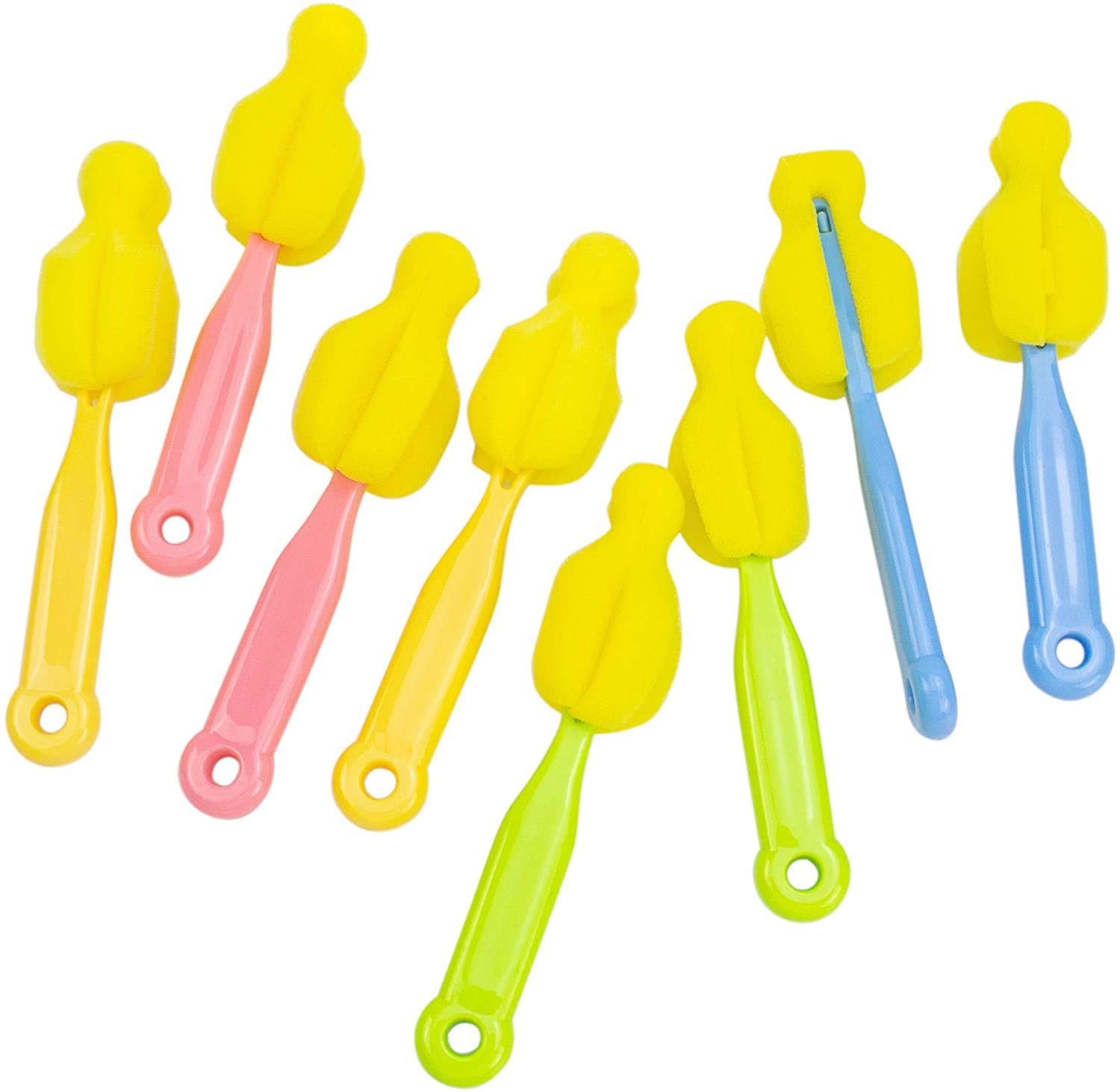 AUEAR Baby Bottle Brush Set - 8 Pack Nipple Brushes, Pacifier Cleaners & Sponge Scrubbers for Infant Bottles, Sippy Cups & Accessories - Perfect for Newborns, Toddlers & Breast Pump Parts Cleaning