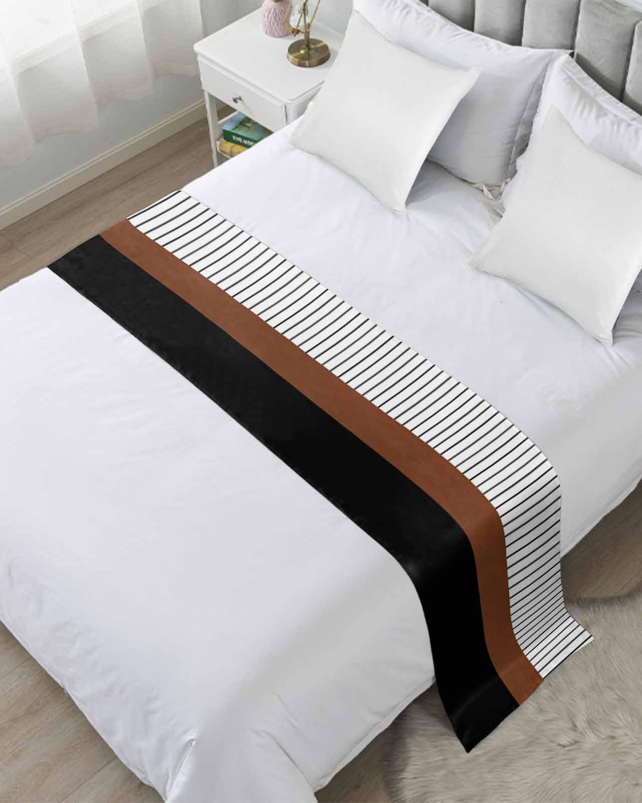 Luxury Black & Brown Bed Runner Scarf - Full/Queen Size (83