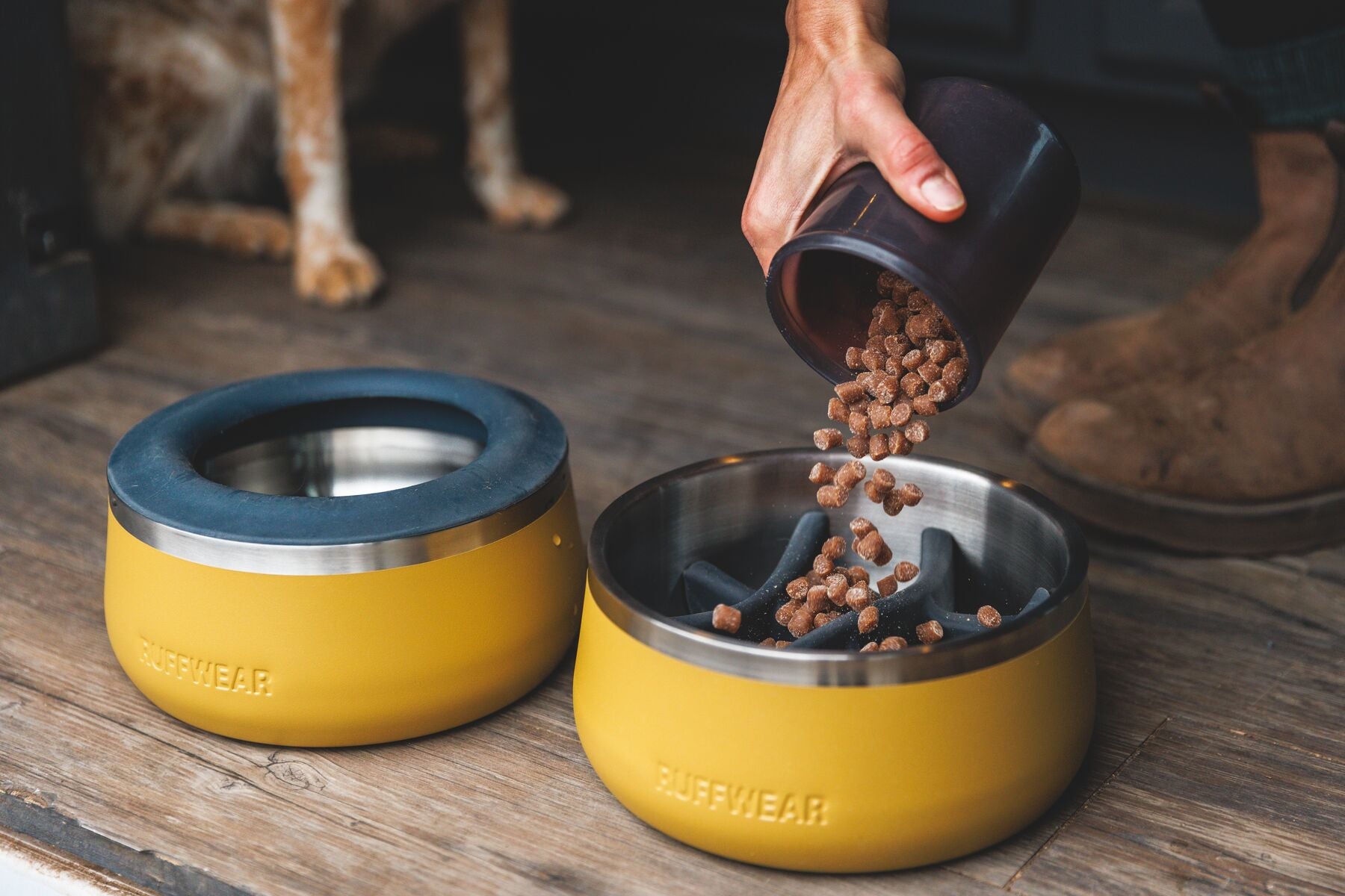 Ruffwear Basecamp™ Stainless Steel Dog Bowl - Basalt Gray | Durable & Non-Slip Pet Food Dish for Camping, Hiking & Outdoor Adventures