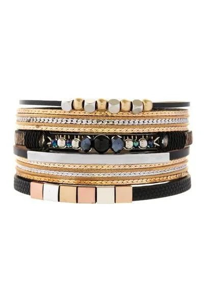 Elegant Metallic Chain Beaded Bracelet for Women - Fashion Jewelry Gift for Birthday, Party & Everyday Wear