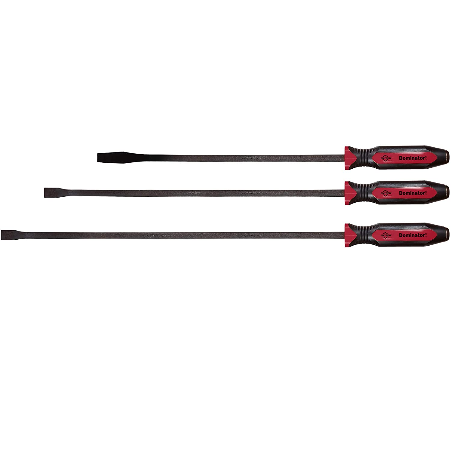 Mayhew Steel 14074 3-Piece Dominator Pry Bar Set - Straight & Curved Bars for Auto Repair, Construction & Demolition | Heavy-Duty Tools for Mechanics & DIY Projects