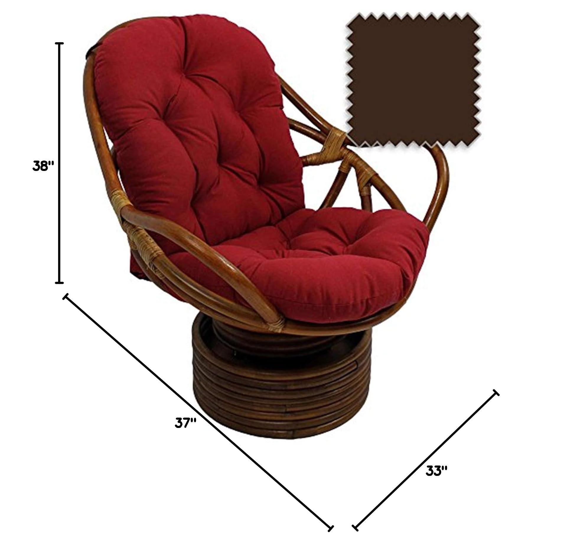 International Caravan Swivel Rocker Chair with Twill Cushion - Comfortable Living Room & Patio Furniture for Relaxing and Reading