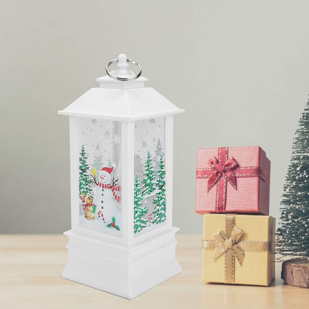 Christmas Snowman Candlestick Lantern - Decorative Candle Holder with LED Bulb for Home Table Decor, Holiday Gift & Winter Party Decoration (Large Size)