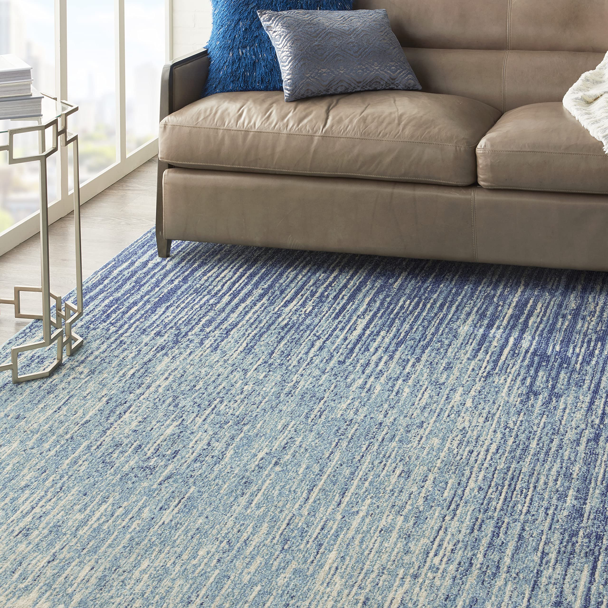 Nourison Passion Abstract Navy/Light Blue 8' x 10' Area Rug - Easy Clean, Non-Shedding, Stain Resistant - Perfect for Bedroom, Living Room, Dining Room & Kitchen Decor (8x10)