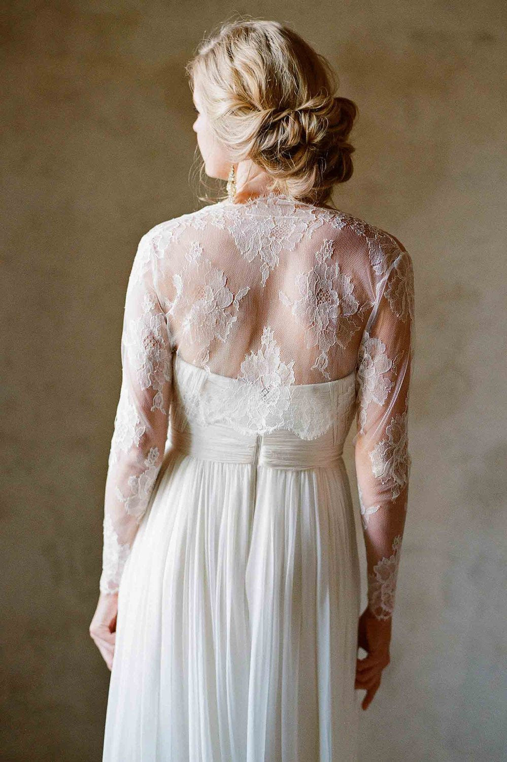 Roseline Bridal French Lace Sheer Tulle Bolero Cover Up Shrug - Elegant Wedding Shoulder Wrap for Brides, Bridesmaids & Formal Events