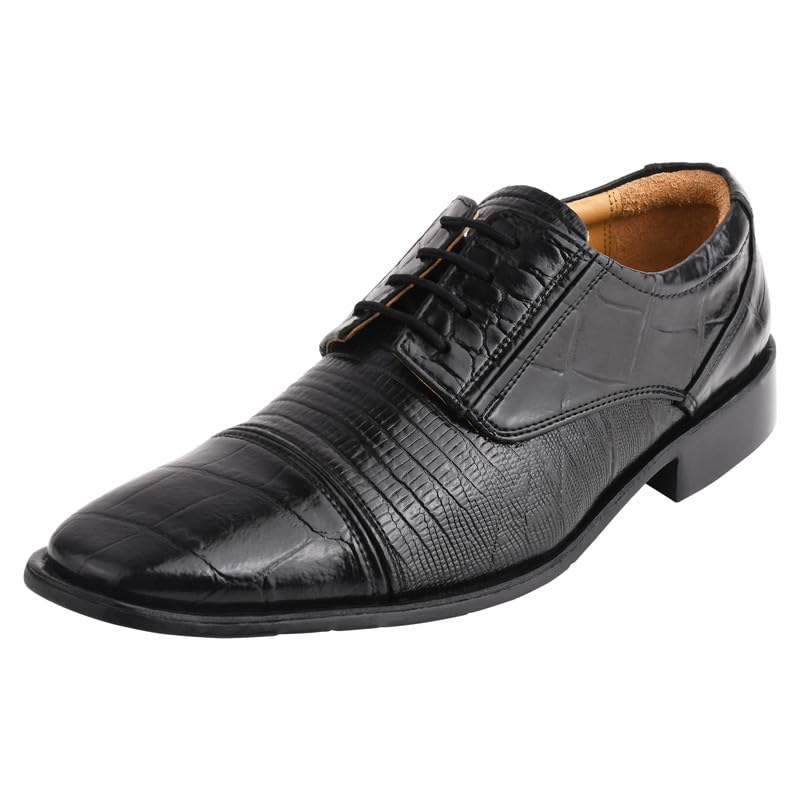**LIBERTYZENO Boys Genuine Leather Oxford Dress Shoes with EEL Print – Lace-Up Formal Shoes for Kids, Easter Gift, School, Church & Special Occasions**