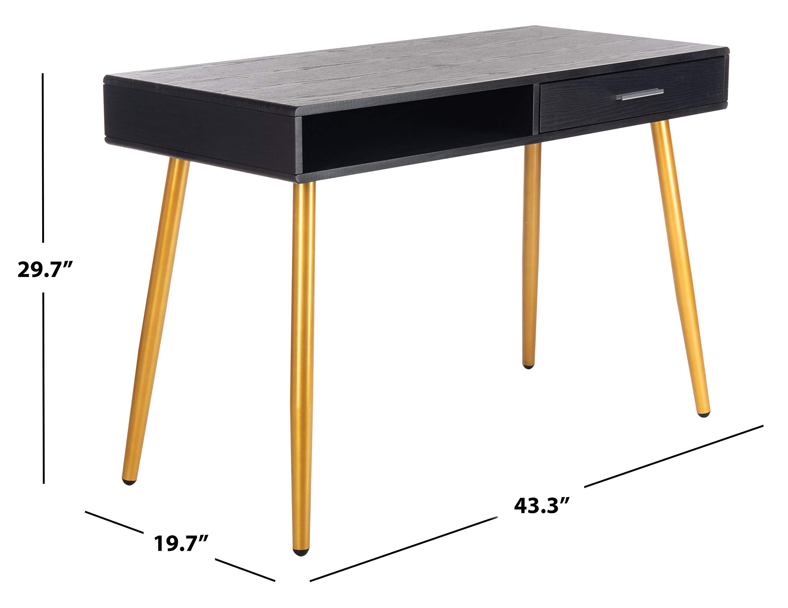 Safevieh Jorja Modern Black & Gold 1-Drawer Home Office Desk - Stylish Writing Desk for Small Spaces, Home Office & Study Room
