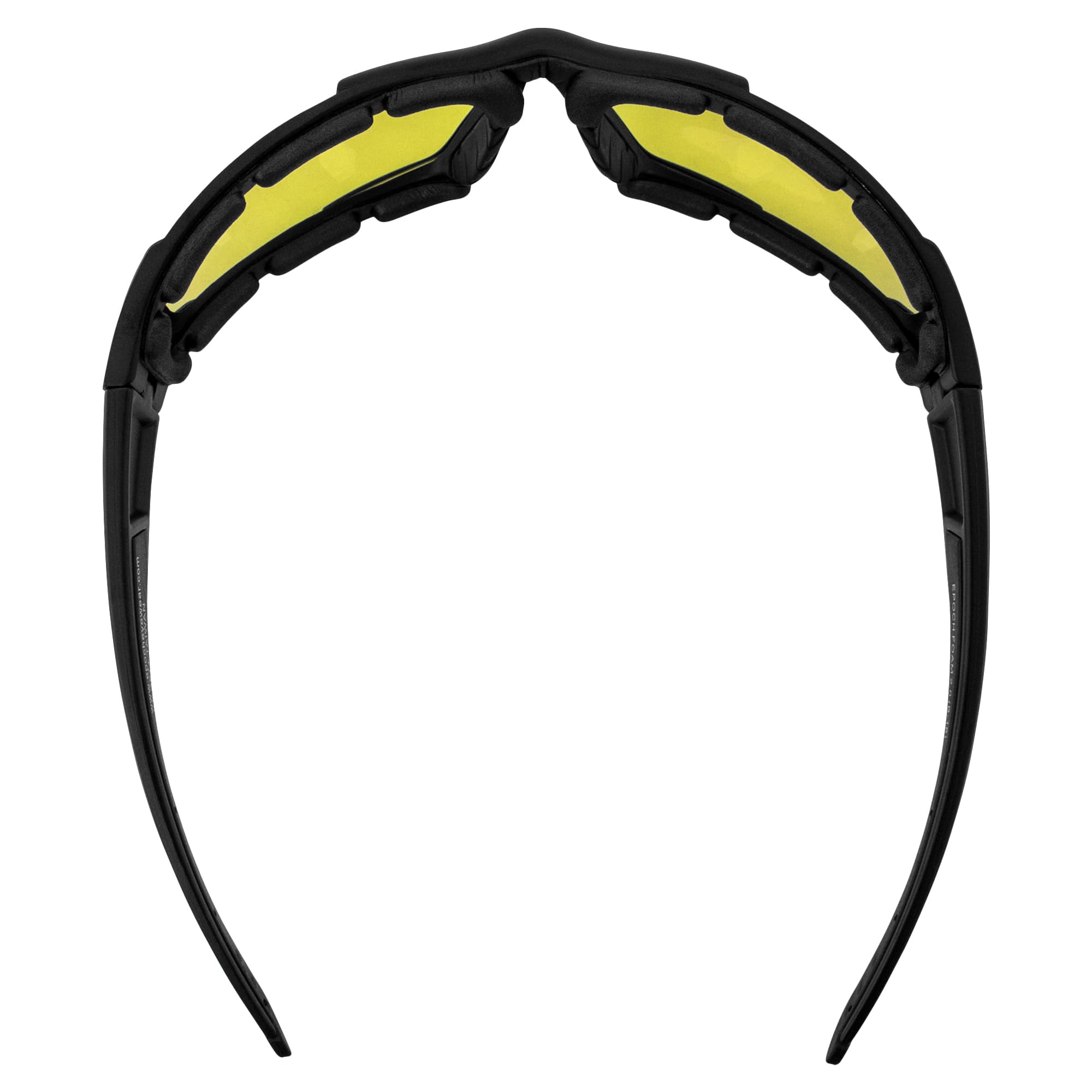 Epoch Eyewear Foam2 Padded Motorcycle Sunglasses - Black Frame with Yellow Lens, ANSI Z87.1 Certified for Safety - Perfect for Motorcycle Riding, Cycling, and Outdoor Sports