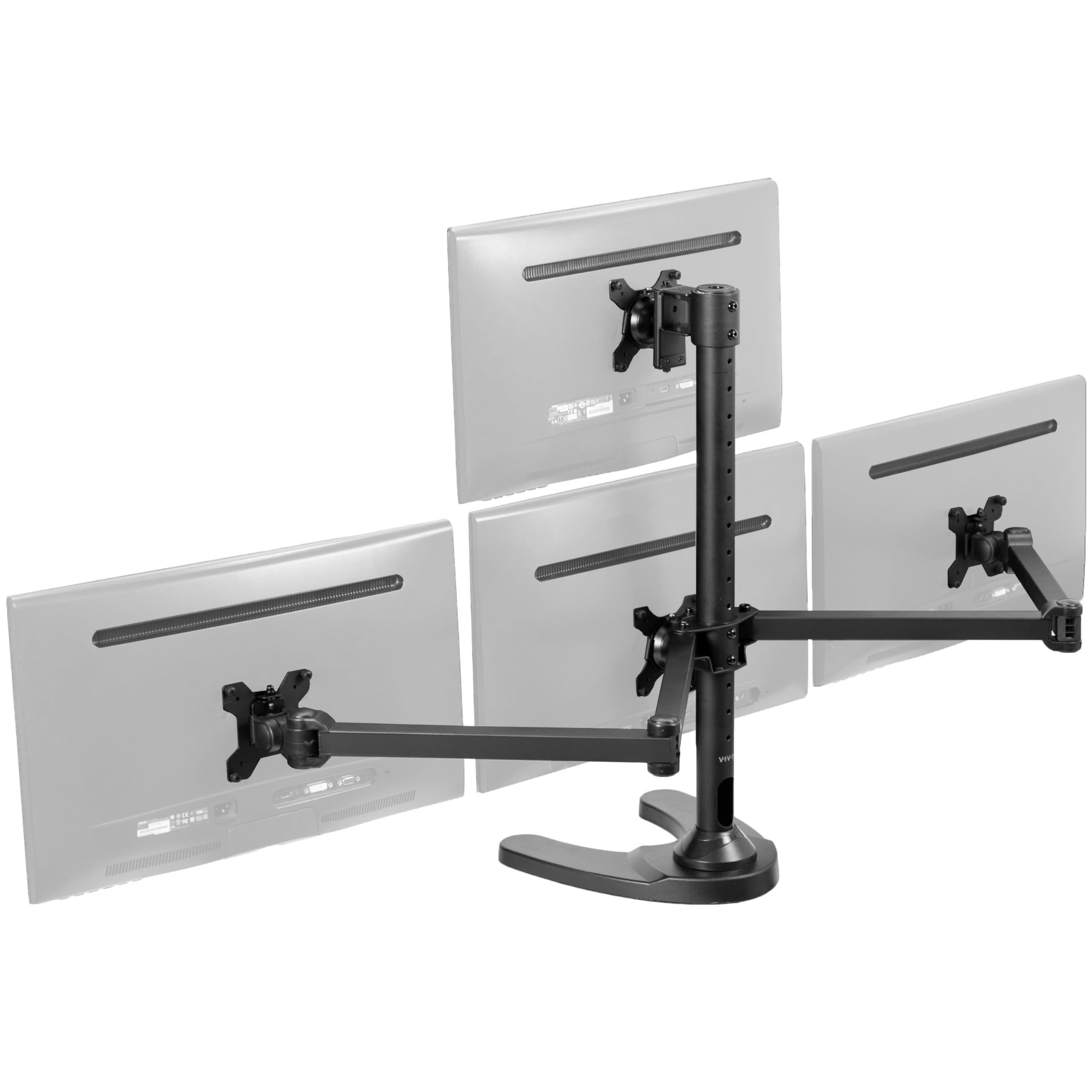 VIVO Steel Quad Monitor Stand for 13 to 32 Inch LED LCD Screens - Heavy Duty Freestanding Mount with 3+1 Fully Adjustable Arms, Holds 4 Computer Monitors STAND-V104F - Perfect for Multi-Screen Gaming, Office Workstations & Trading Setups